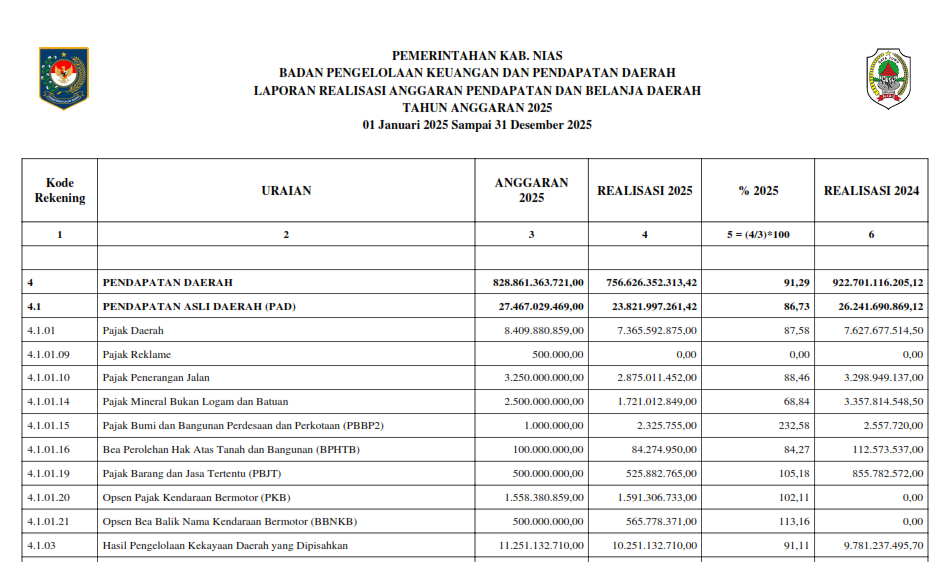 Informasi Laporan Realisasi Anggaran PPKD Tahun 2025