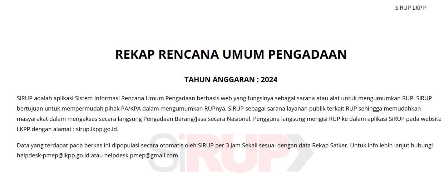 Rencana Umum Pengadaan Tahun 2024
