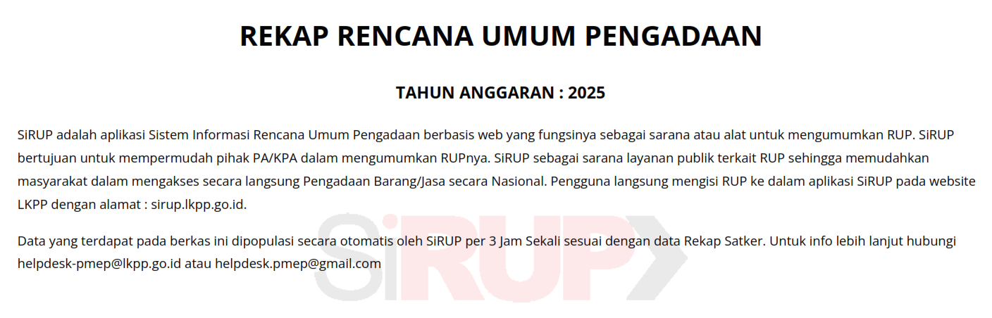 Rencana Umum Pengadaan Tahun 2025