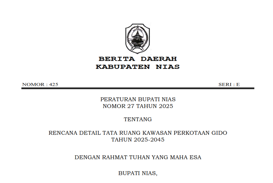 Rencana Detail Tata Ruang Kawasan Perkotaan Gido Tahun 2025-2025
