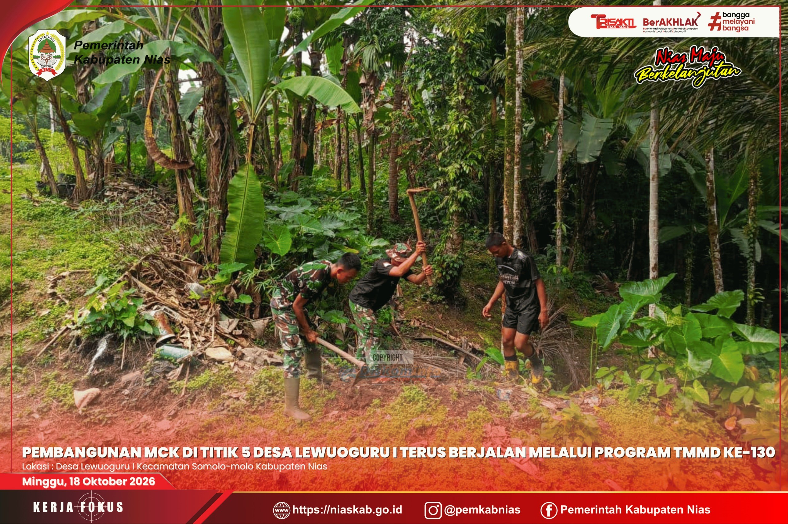 Pembangunan MCK di Titik 5 Desa Lewuoguru I Terus Berjalan melalui Program TMMD ke-130