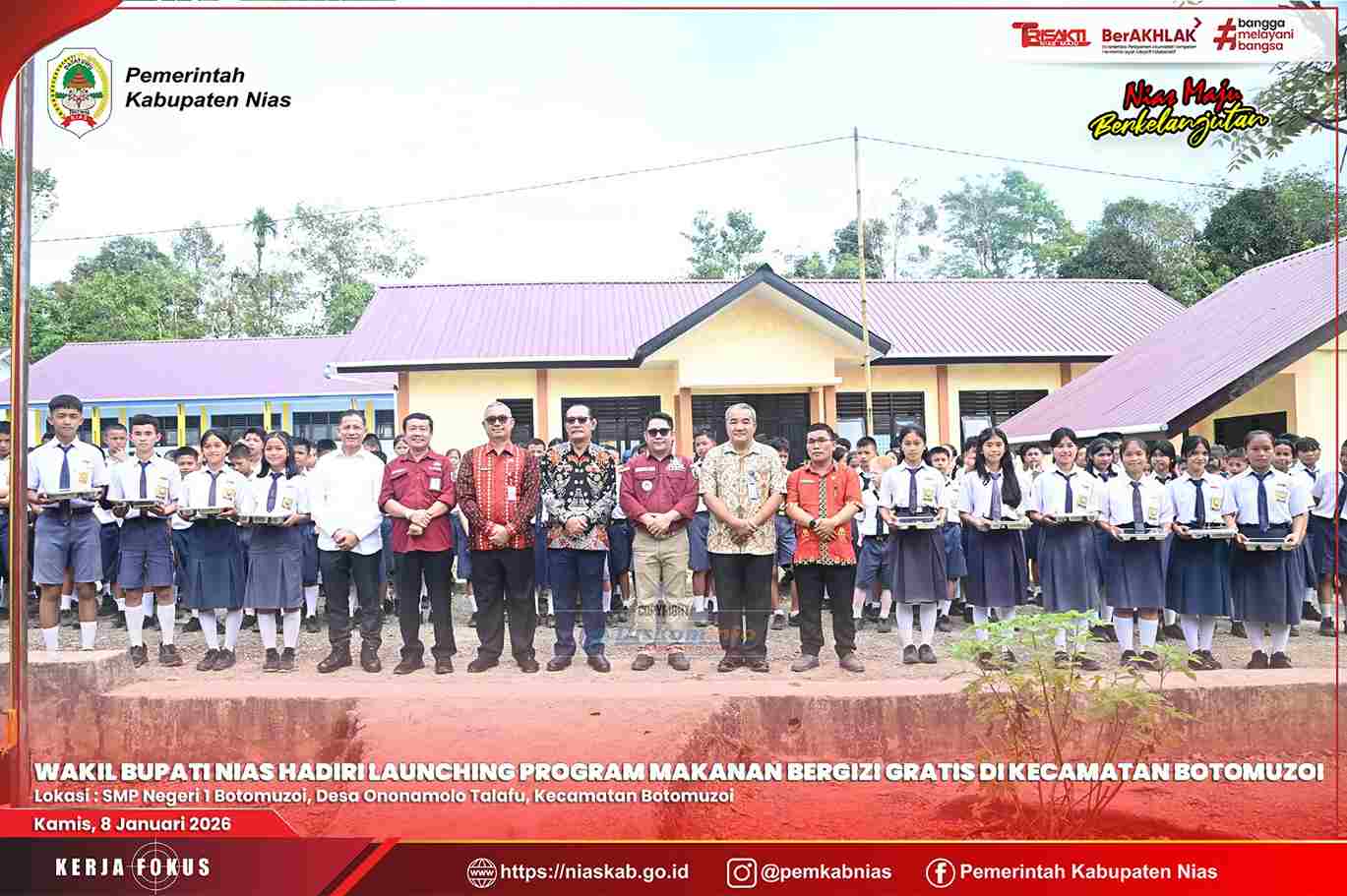 WAKIL BUPATI NIAS HADIRI LAUNCHING PROGRAM MAKANAN BERGIZI GRATIS DI KECAMATAN BOTOMUZOI