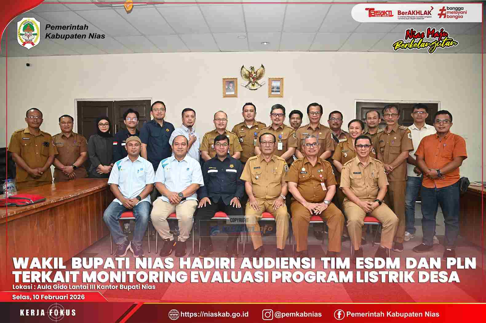 WAKIL BUPATI NIAS HADIRI AUDIENSI TIM ESDM DAN PLN TERKAIT MONITORING EVALUASI PROGRAM LISTRIK DESA