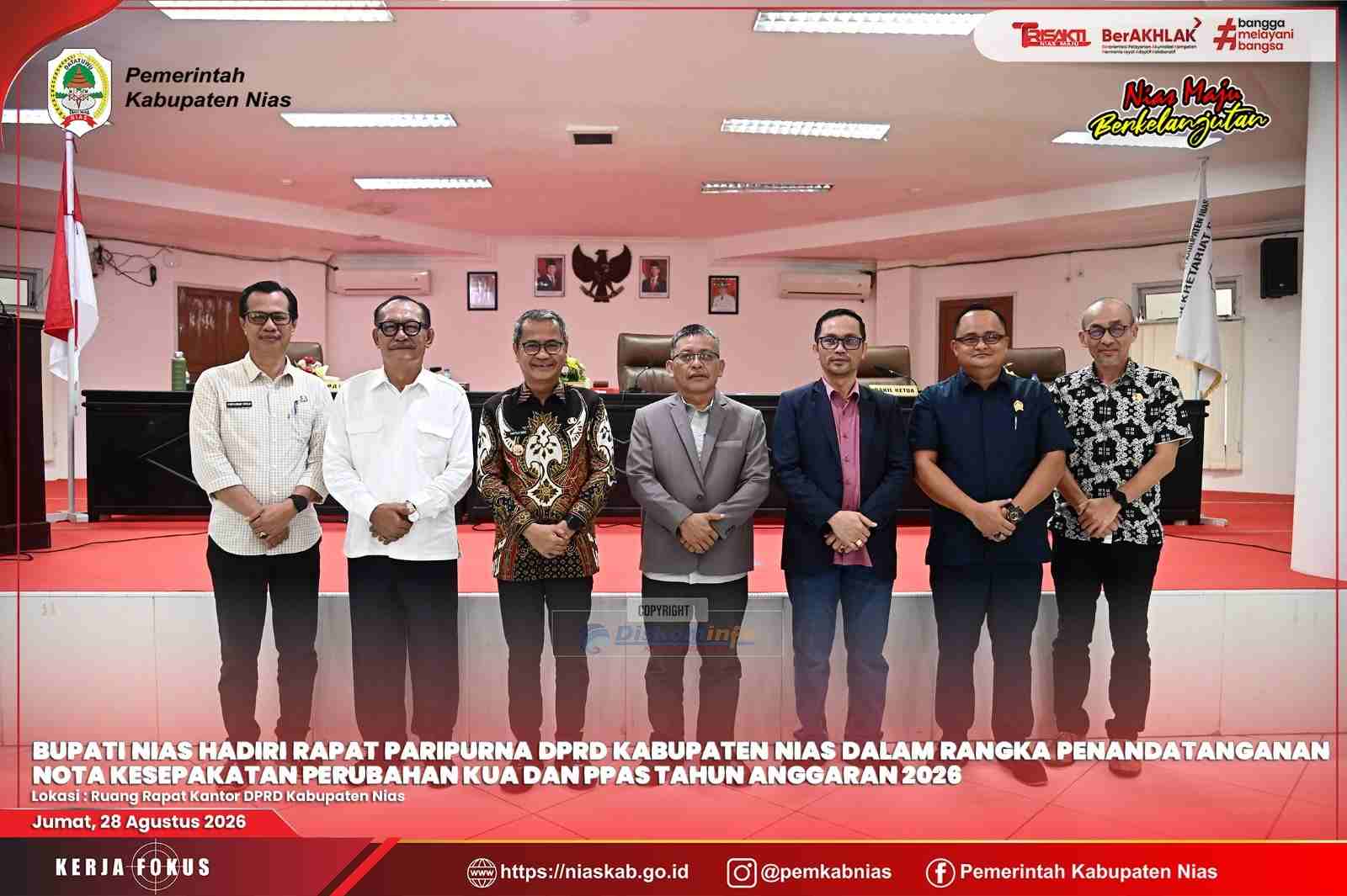 BUPATI NIAS HADIRI RAPAT PARIPURNA DPRD KABUPATEN NIAS DALAM RANGKA PENANDATANGANAN NOTA KESEPAKATAN PERUBAHAN KUA DAN PPAS TAHUN ANGGARAN 2026