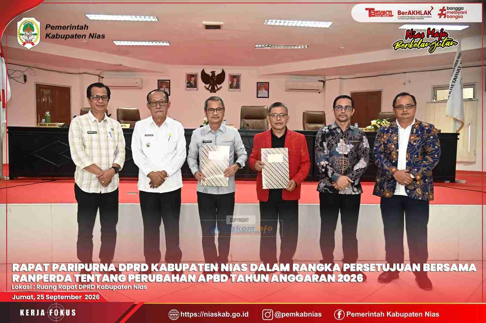 RAPAT PARIPURNA DPRD KABUPATEN NIAS DALAM RANGKA PERSETUJUAN BERSAMA RANPERDA TENTANG PERUBAHAN APBD TAHUN ANGGARAN 2026