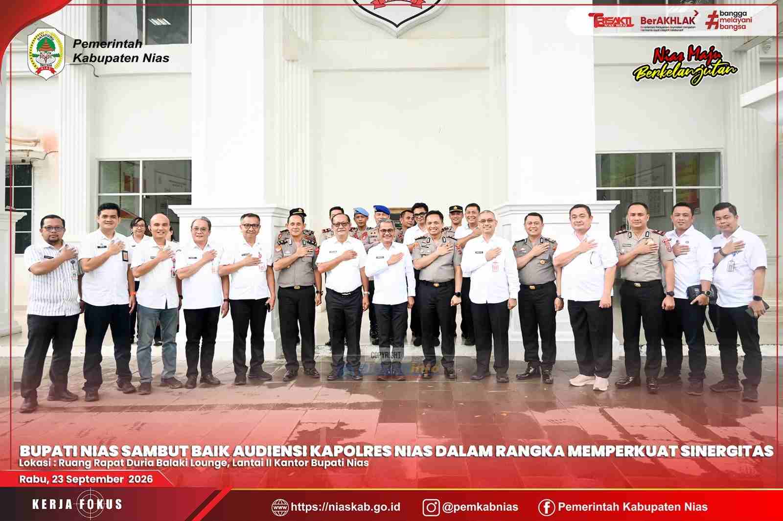 BUPATI NIAS SAMBUT BAIK AUDIENSI KAPOLRES NIAS DALAM RANGKA MEMPERKUAT SINERGITAS