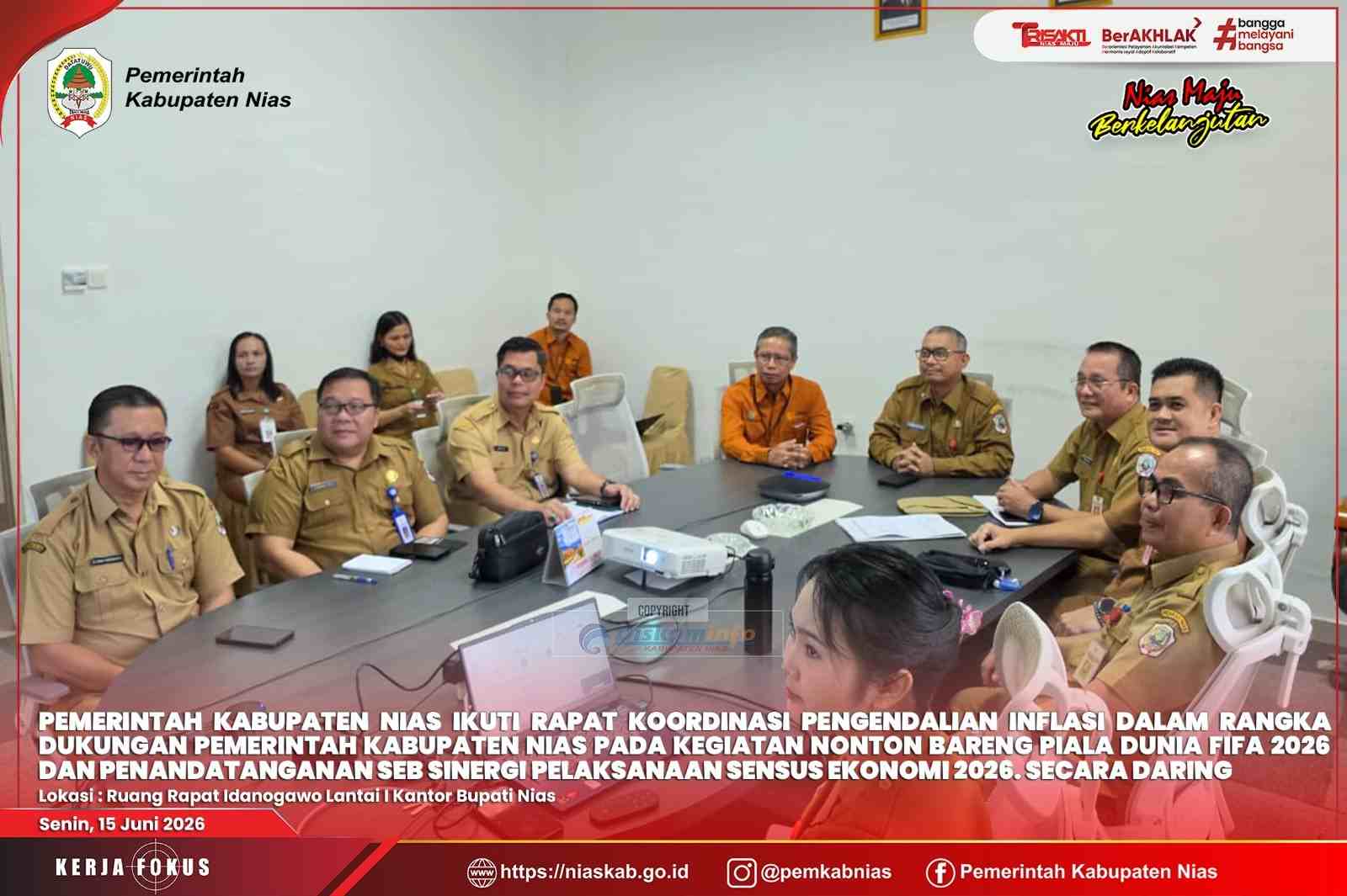 PEMERINTAH KABUPATEN NIAS IKUTI RAKOR PENGENDALIAN INFLASI, DUKUNG NONTON BARENG PIALA DUNIA FIFA 2026 DAN PENANDATANGANAN SEB SENSUS EKONOMI 2026