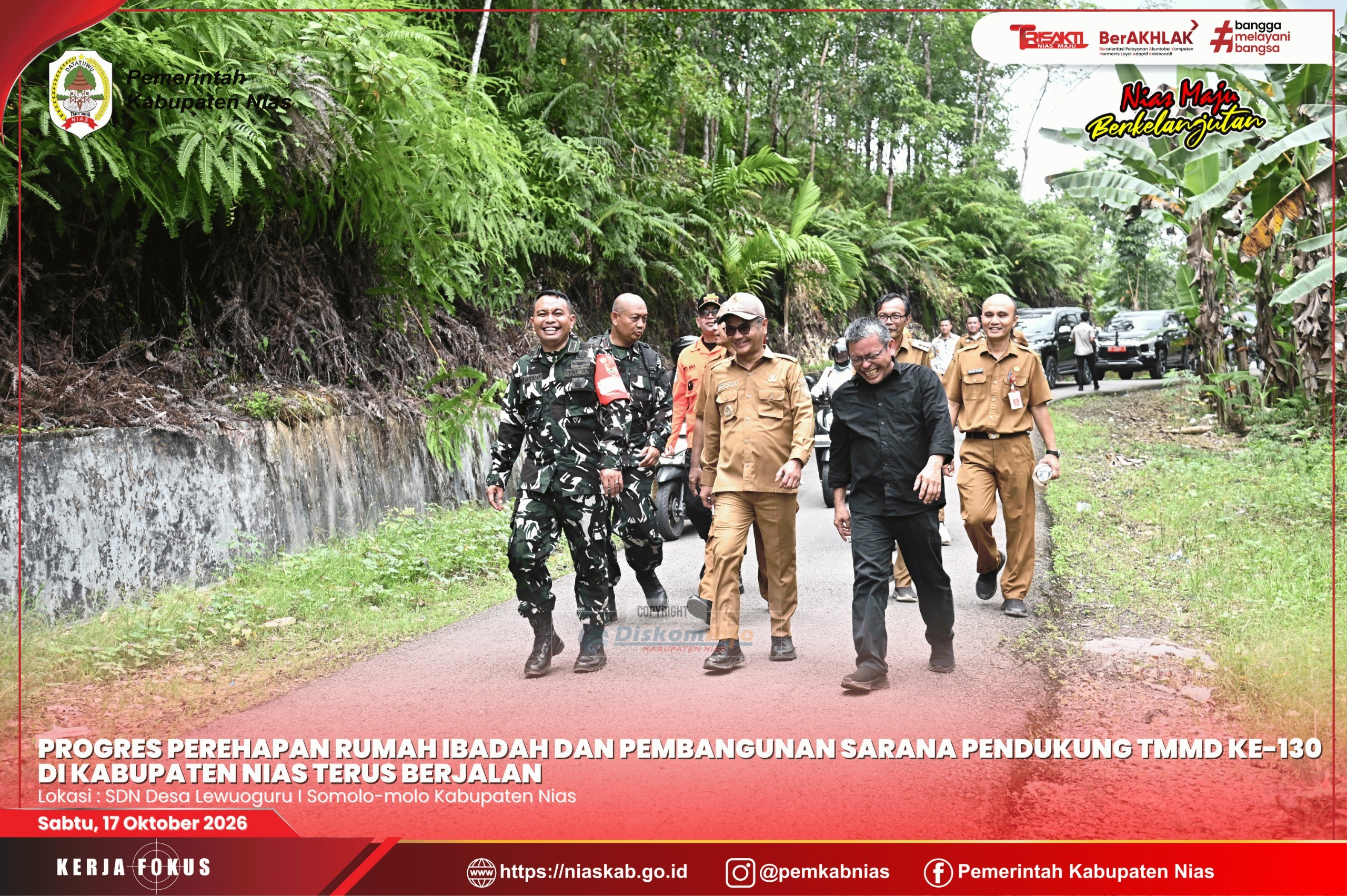 Progres Perehapan Rumah Ibadah dan Pembangunan Sarana Pendukung TMMD ke-130 di Kabupaten Nias Terus Berjalan