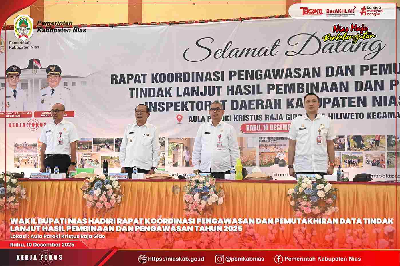 WAKIL BUPATI NIAS HADIRI RAPAT KOORDINASI PENGAWASAN DAN PEMUTAKHIRAN DATA TINDAK LANJUT HASIL PEMBINAAN DAN PENGAWASAN TAHUN 2025