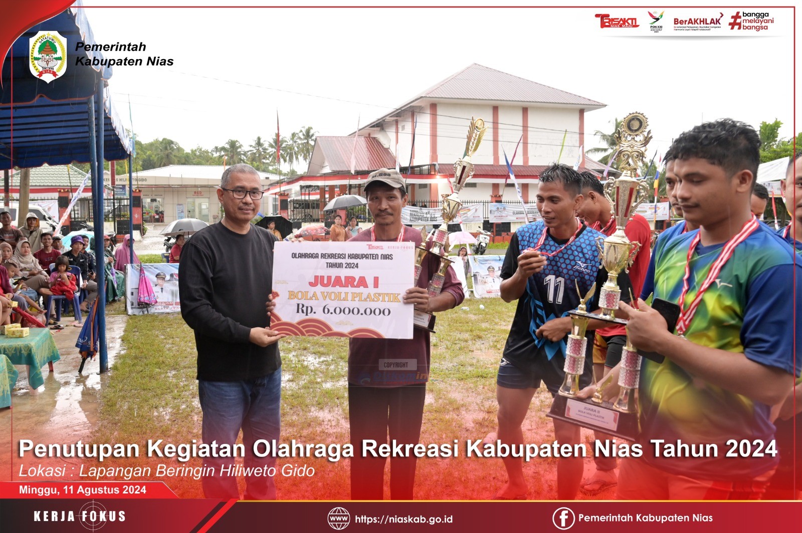 SEKRETARIS DAERAH KABUPATEN NIAS HADIRI PENUTUPAN KEGIATAN OLAHRAGA REKREASI KABUPATEN NIAS TAHUN 2024