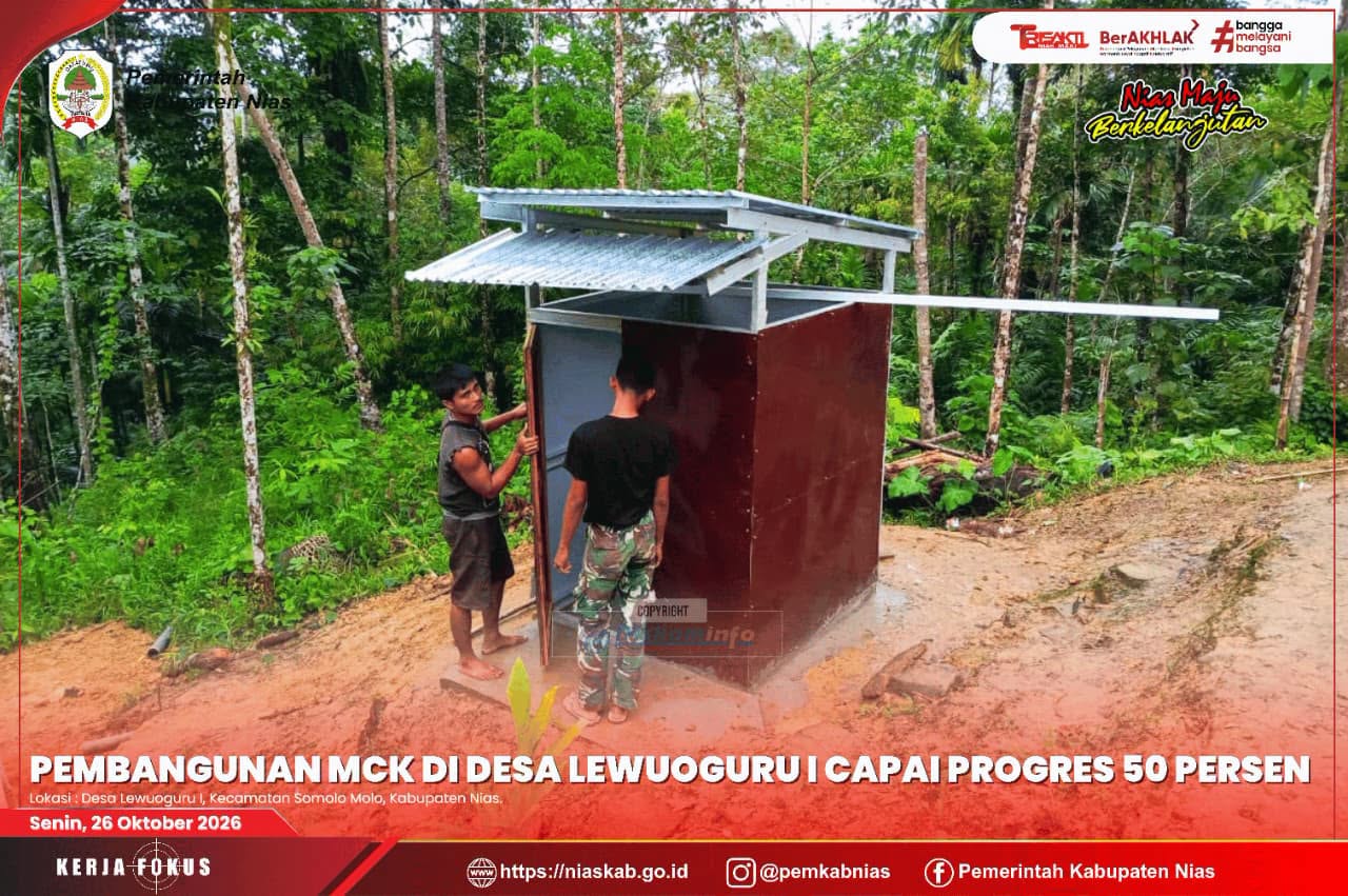 Pembangunan MCK di Desa Lewuoguru I Capai Progres 50 Persen