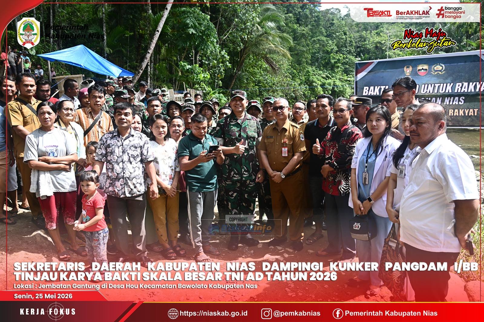 SEKRETARIS DAERAH KABUPATEN NIAS DAMPINGI KUNKER PANGDAM I/BB TINJAU KARYA BAKTI SKALA BESAR TNI AD TAHUN 2026