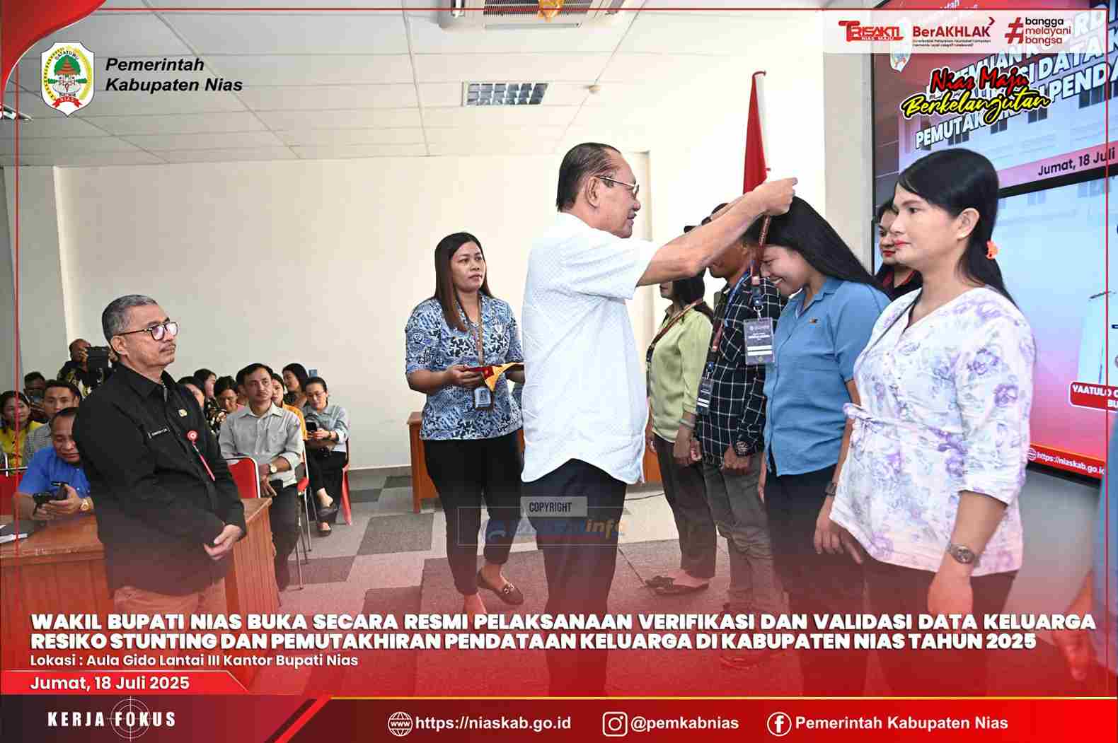 WAKIL BUPATI NIAS BUKA SECARA RESMI PELAKSANAAN VERIFIKASI DAN VALIDASI DATA KELUARGA RESIKO STUNTING DAN PEMUTAKHIRAN PENDATAAN KELUARGA DI KABUPATEN NIAS TAHUN 2025