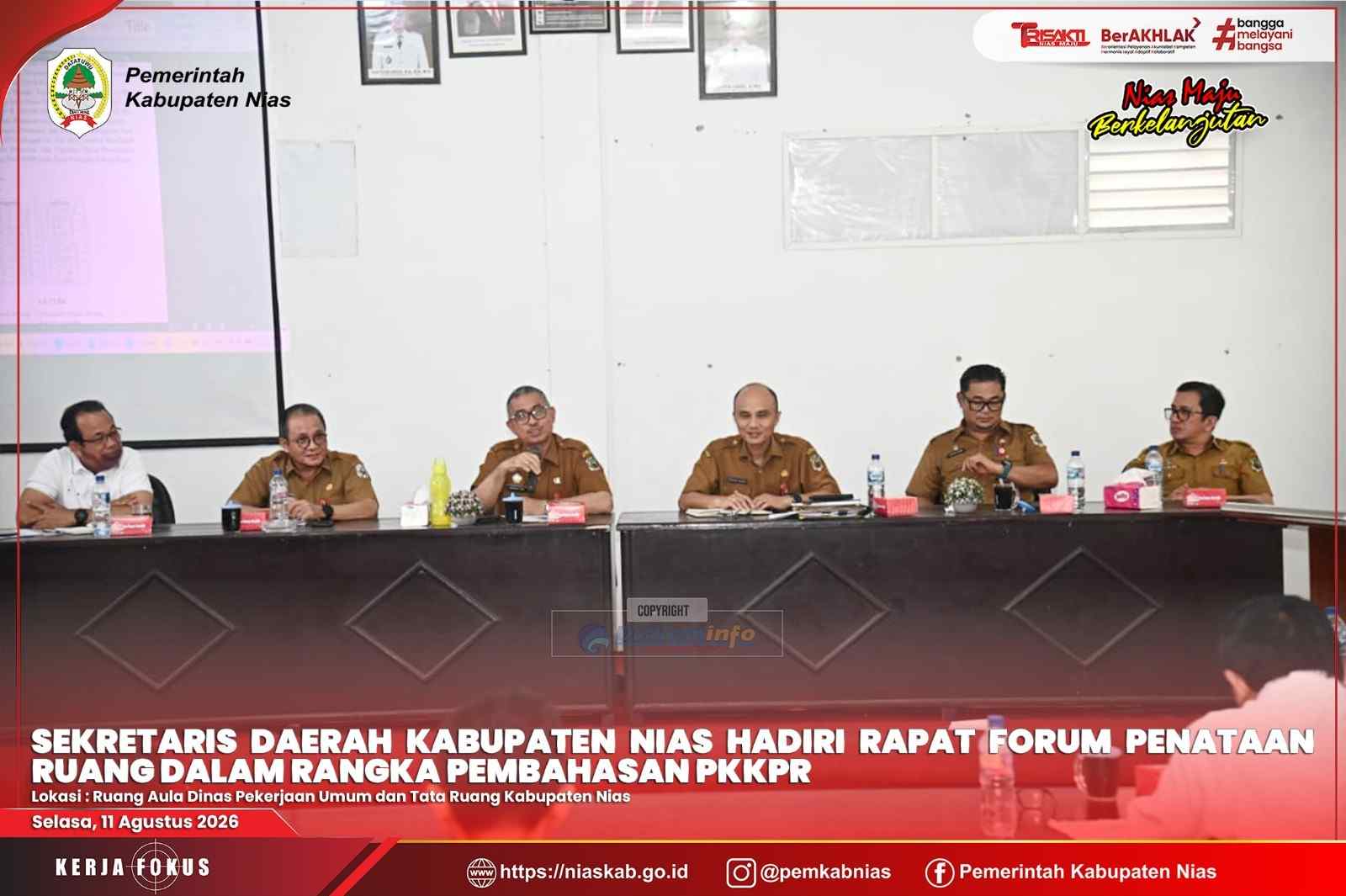 SEKRETARIS DAERAH KABUPATEN NIAS PIMPIN RAPAT PENYELENGGARAAN PENATAAN RUANG DAN PEMBAHASAN PKKPR