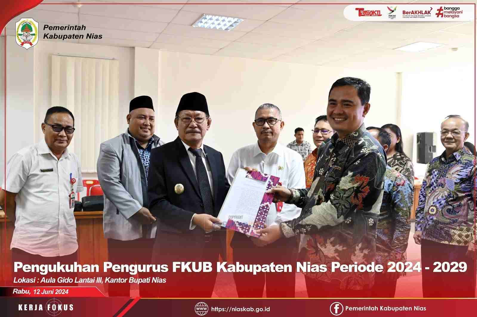 WAKIL BUPATI NIAS LANTIK PENGURUS FKUB KABUPATEN NIAS PERIODE 2024-2029