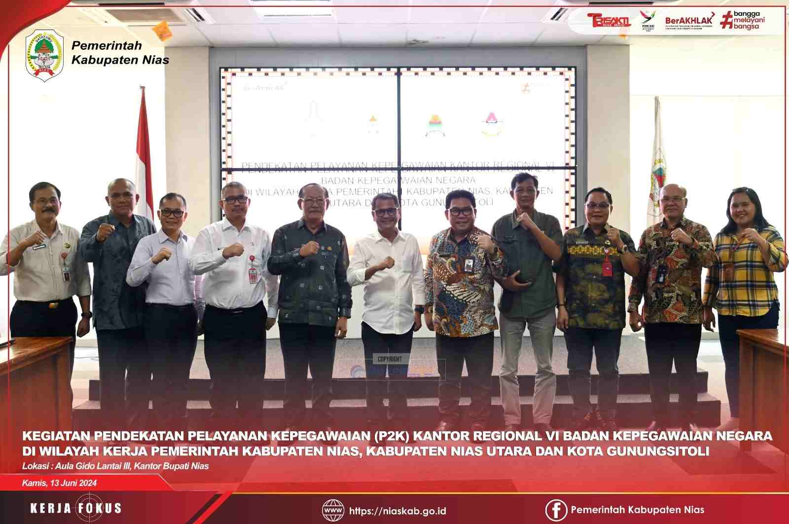 BUPATI NIAS HADIRI KEGIATAN PENDEKATAN PELAYANAN KEPEGAWAIAN (P2K) OLEH KANREG VI BKN MEDAN