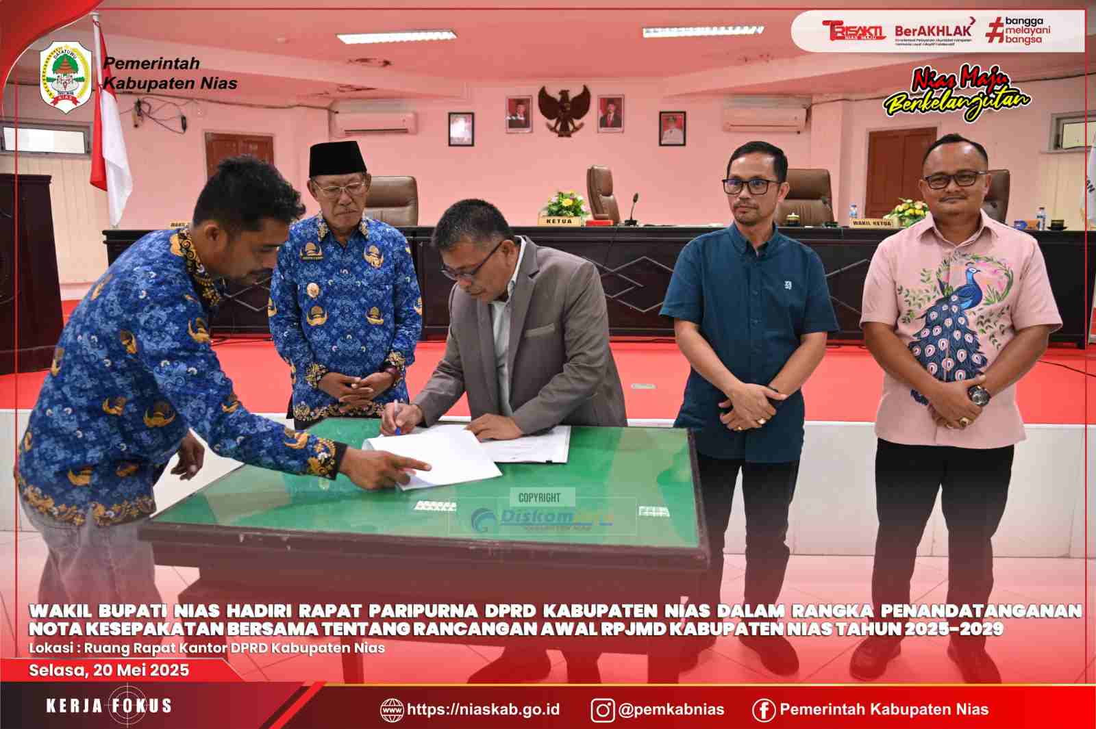 WAKIL BUPATI NIAS HADIRI RAPAT PARIPURNA DPRD KABUPATEN NIAS DALAM RANGKA PENANDATANGANAN NOTA KESEPAKATAN BERSAMA TENTANG RANCANGAN AWAL RPJMD KABUPATEN NIAS TAHUN 2025-2029