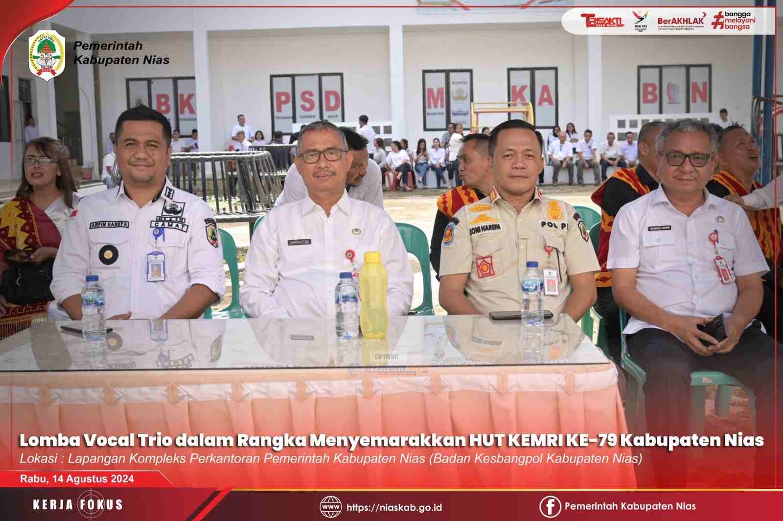 SEKRETARIS DAERAH KABUPATEN NIAS HADIRI KEGIATAN LOMBA VOCAL TRIO DALAM RANGKA MENYEMARAKKAN HUT KE-79 KEMRI KABUPATEN NIAS