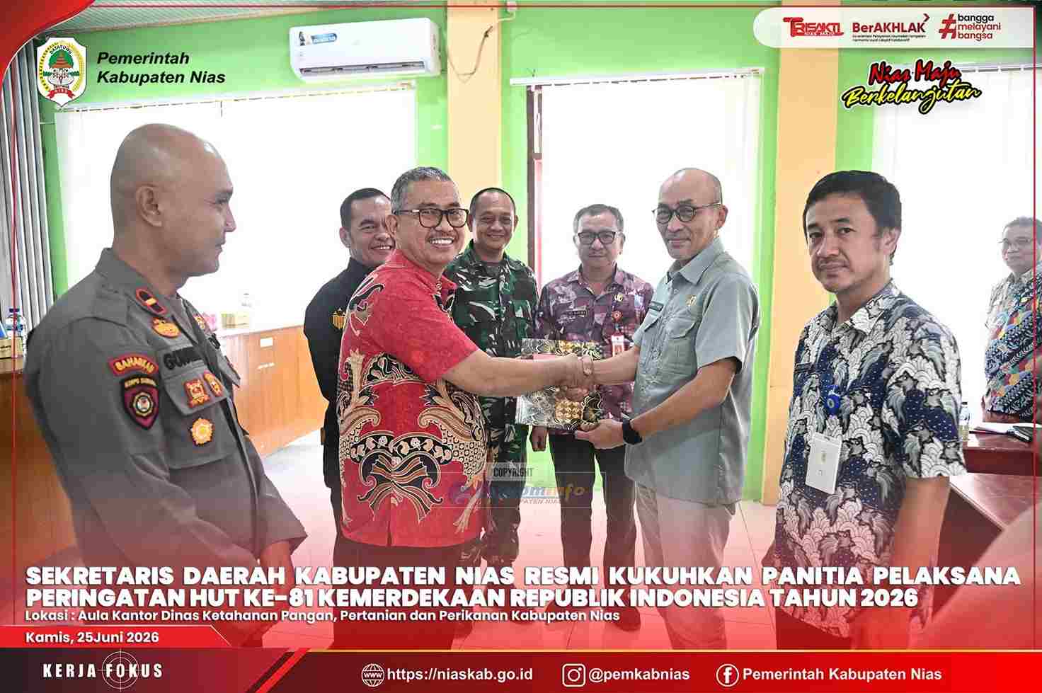 SEKRETARIS DAERAH KABUPATEN NIAS RESMI KUKUHKAN PANITIA PELAKSANA PERINGATAN HUT KE-81 KEMERDEKAAN REPUBLIK INDONESIA TAHUN 2026