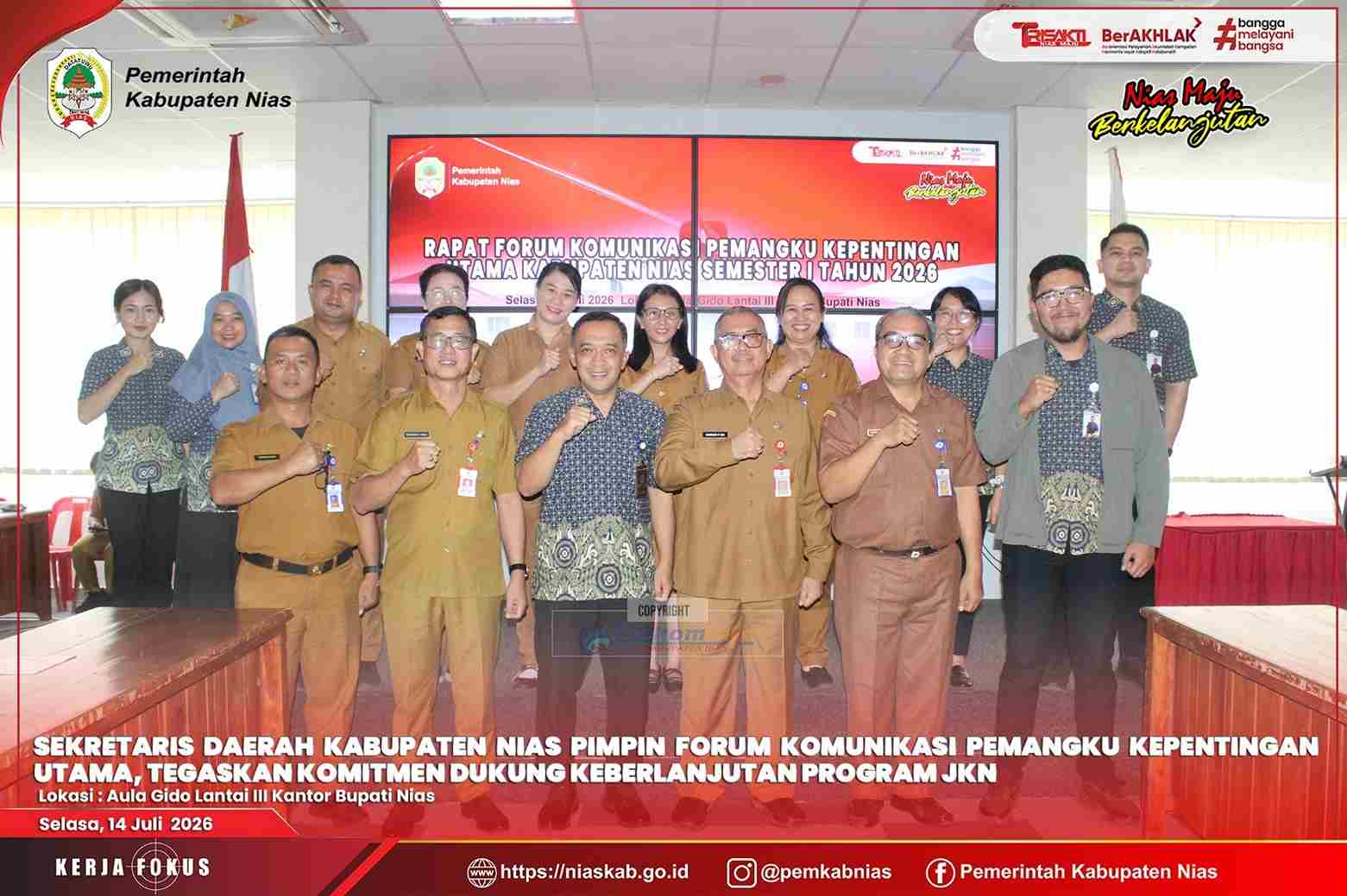 SEKRETARIS DAERAH KABUPATEN NIAS PIMPIN FORUM KOMUNIKASI PEMANGKU KEPENTINGAN UTAMA, TEGASKAN KOMITMEN DUKUNG KEBERLANJUTAN PROGRAM JKN