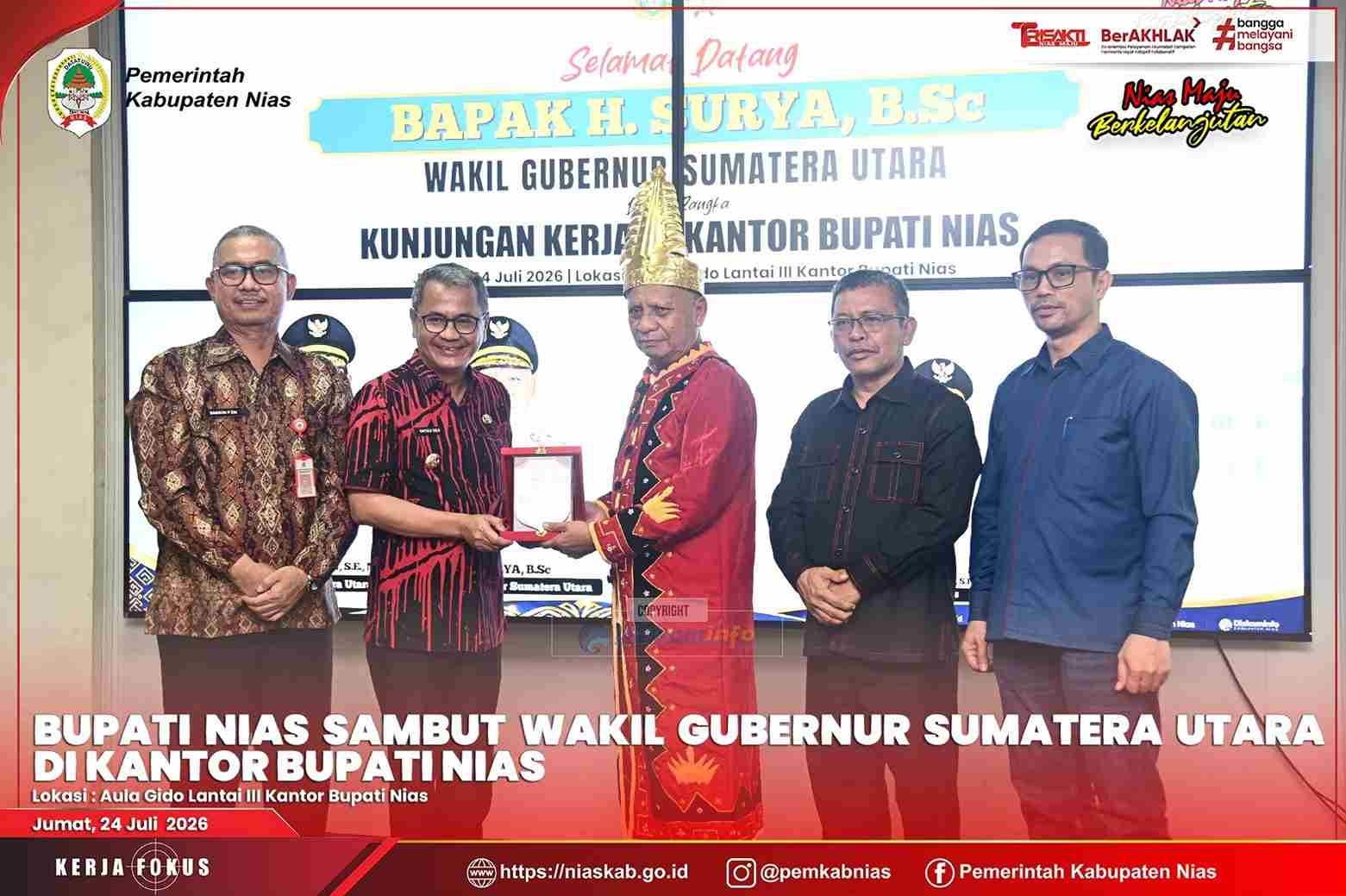 BUPATI NIAS SAMBUT WAKIL GUBERNUR SUMATERA UTARA DI KANTOR BUPATI NIAS