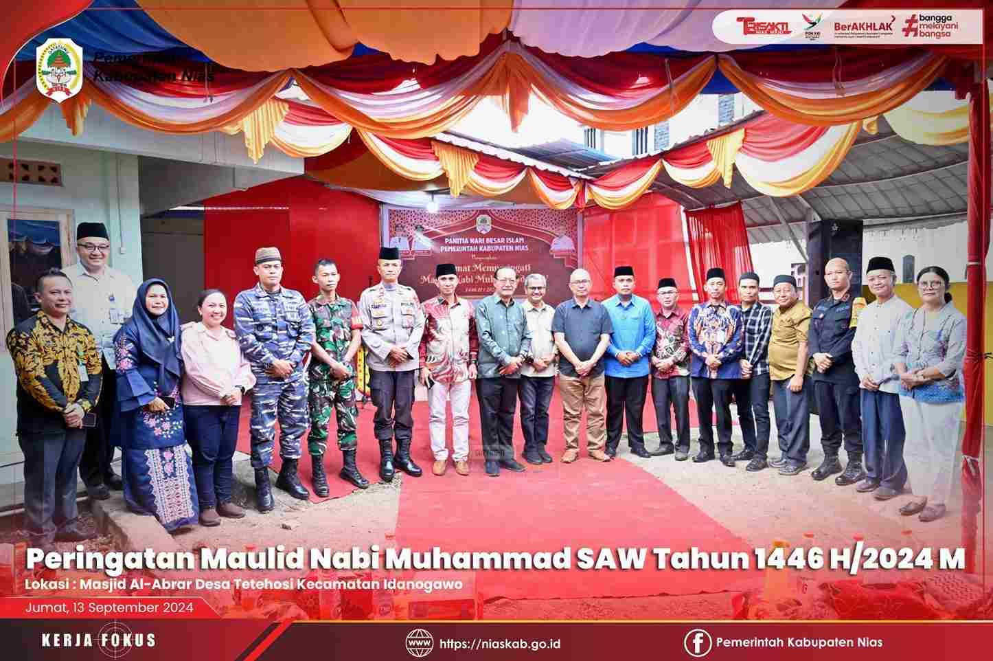 BUPATI NIAS HADIRI KEGIATAN PERINGATAN MAULID NABI MUHAMMAD SAW 1446 H / 2024 M KABUPATEN NIAS TAHUN 2024