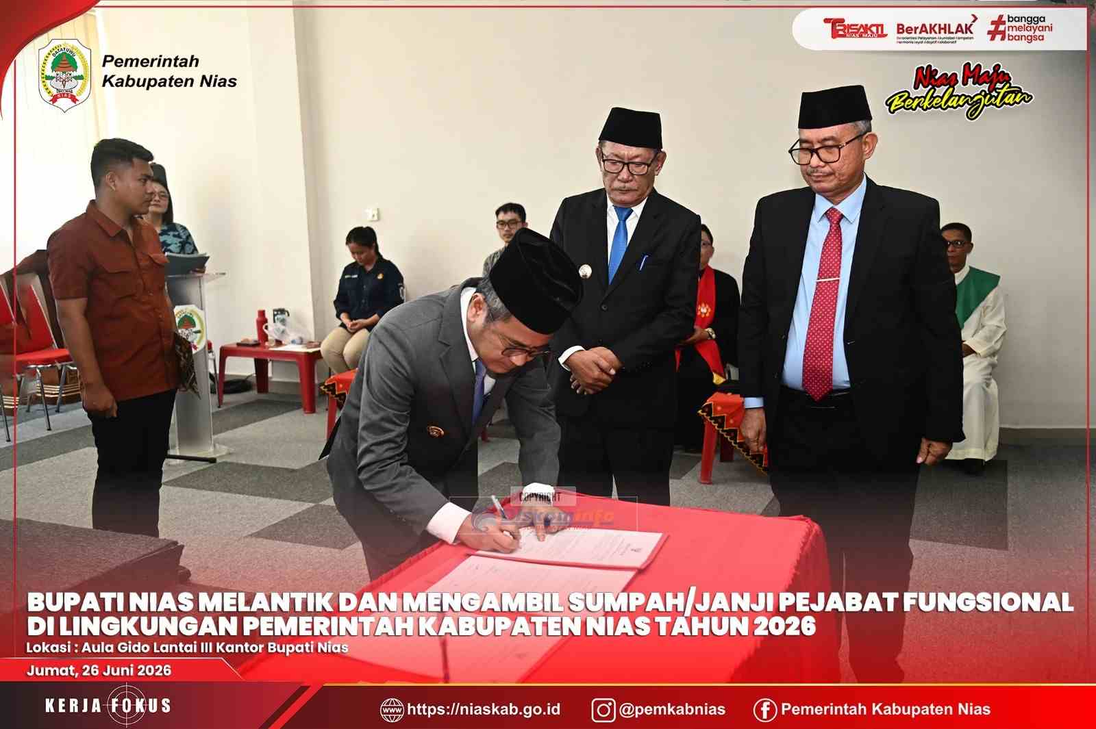 BUPATI NIAS MELANTIK DAN MENGAMBIL SUMPAH/JANJI PEJABAT FUNGSIONAL DI LINGKUNGAN PEMERINTAH KABUPATEN NIAS TAHUN 2026