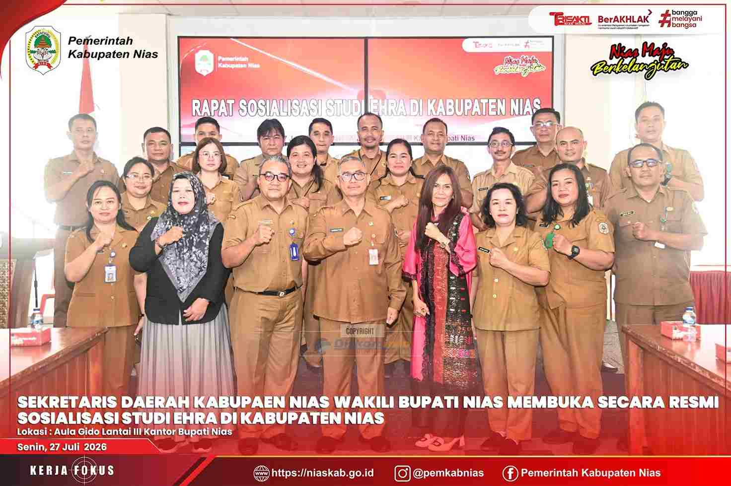 SEKRETARIS DAERAH KABUPATEN NIAS BUKA SOSIALISASI STUDI EHRA SEBAGAI LANGKAH PENGUATAN PEMBANGUNAN SANITASI
