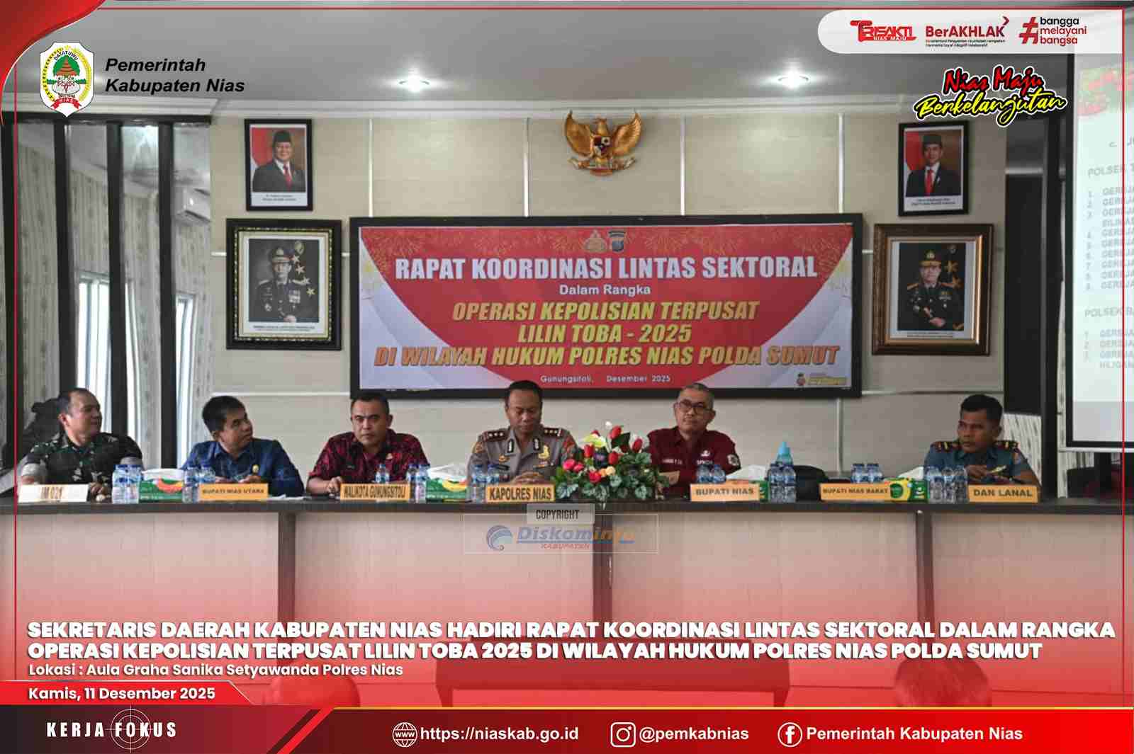 SEKDA NIAS HADIRI RAPAT KOORDINASI LINTAS SEKTORAL PERSIAPAN PENGAMANAN NATAL 2025 DAN TAHUN BARU 2026