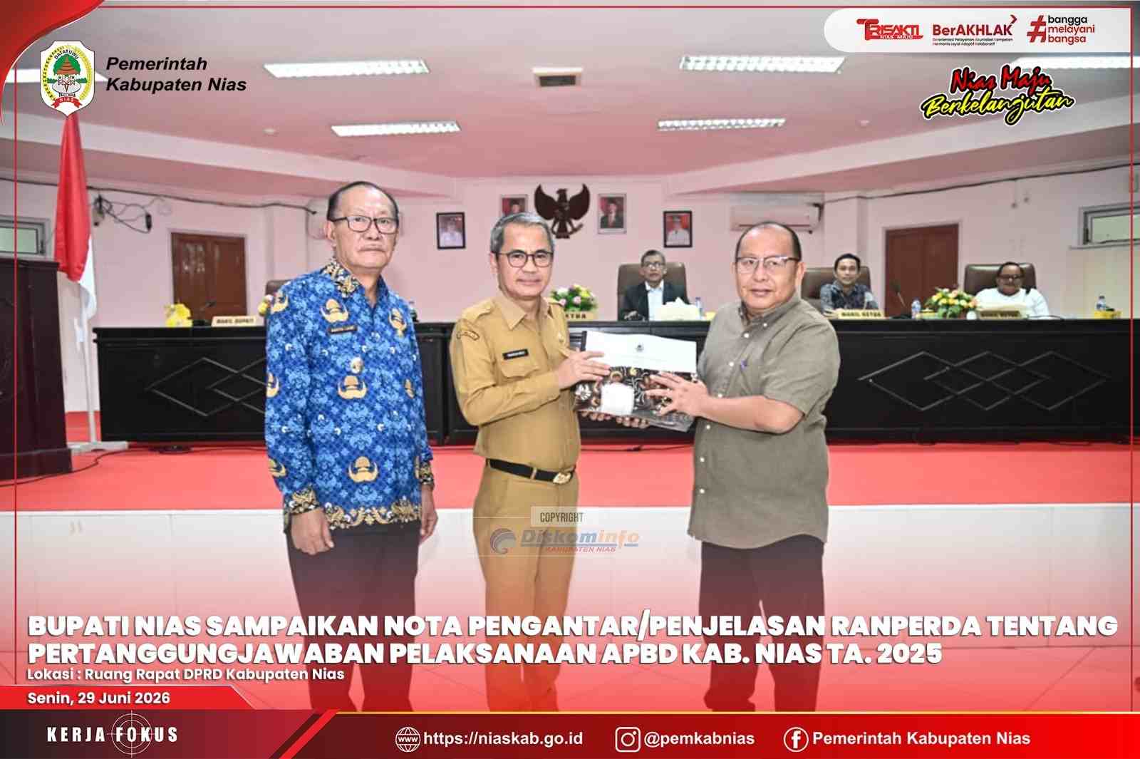 BUPATI NIAS SAMPAIKAN NOTA PENGANTAR RANCANGAN PERATURAN DAERAH TENTANG PERTANGGUNGJAWABAN PELAKSANAAN APBD KABUPATEN NIAS TAHUN ANGGARAN 2025
