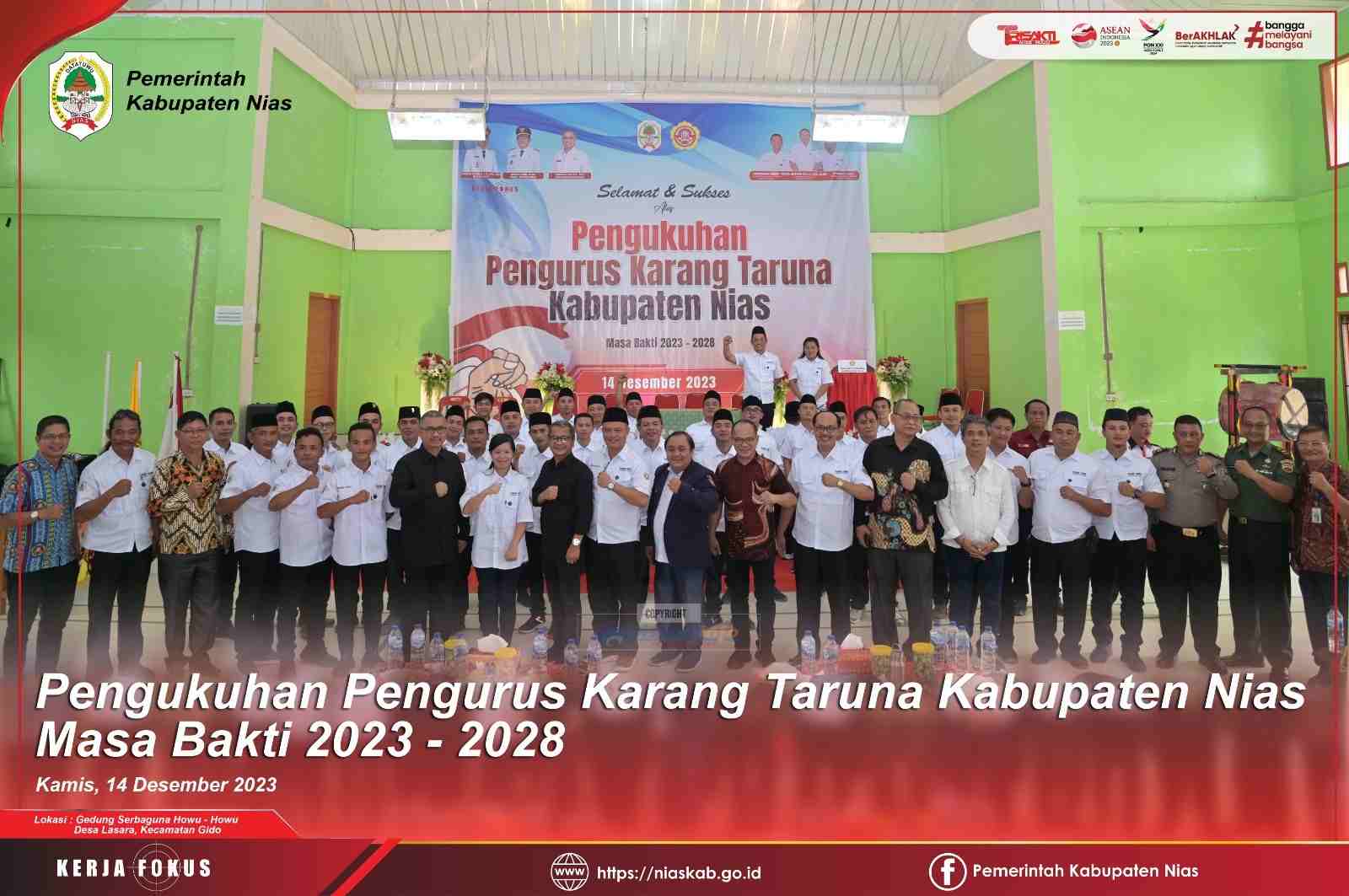 BUPATI NIAS LANTIK PENGURUS KARANG TARUNA KABUPATEN NIAS MASA BAKTI 2023-2028