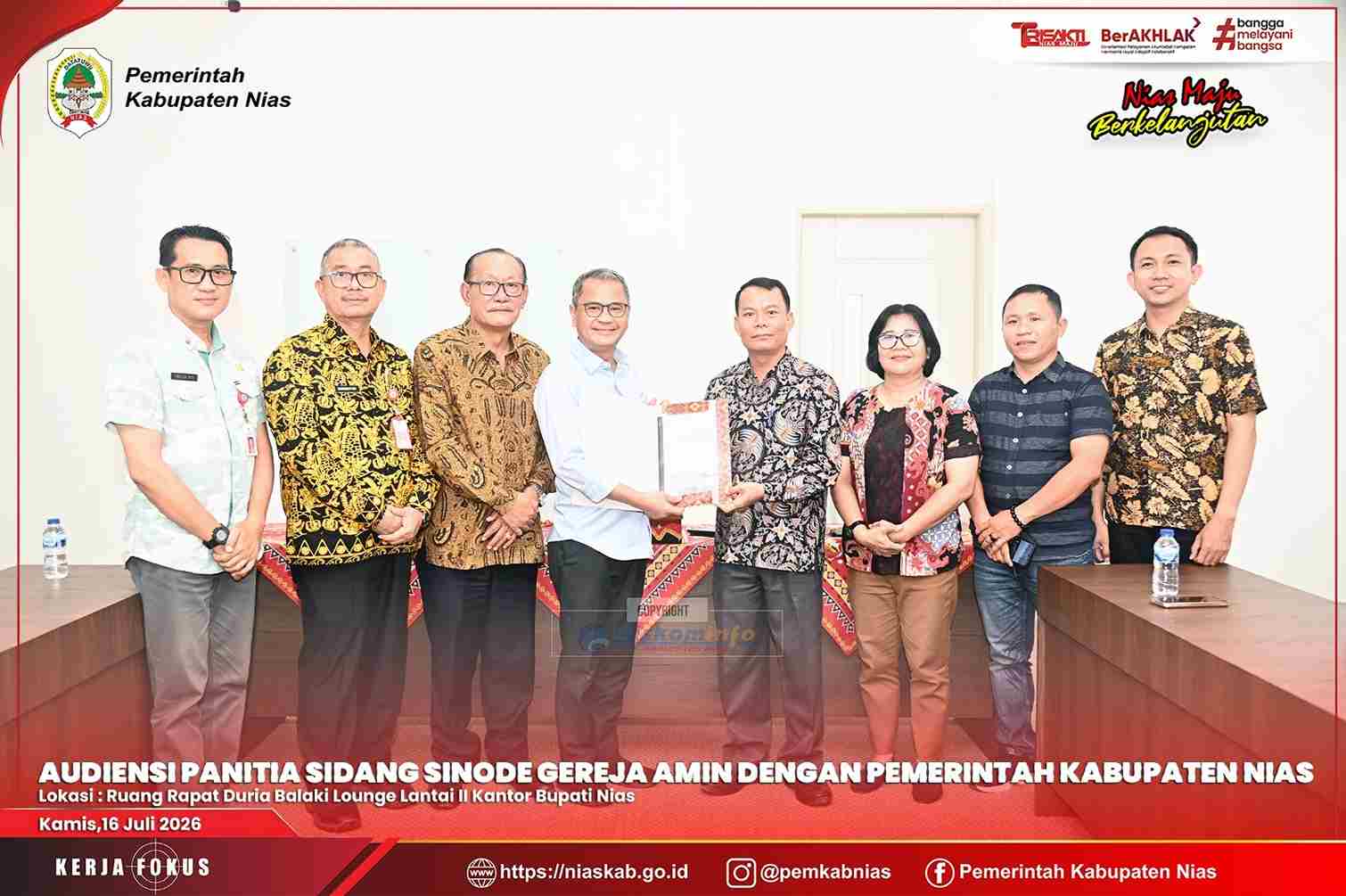 BUPATI NIAS SAMBUT BAIK AUDIENSI PANITIA SIDANG SINODE AM XII GEREJA AMIN