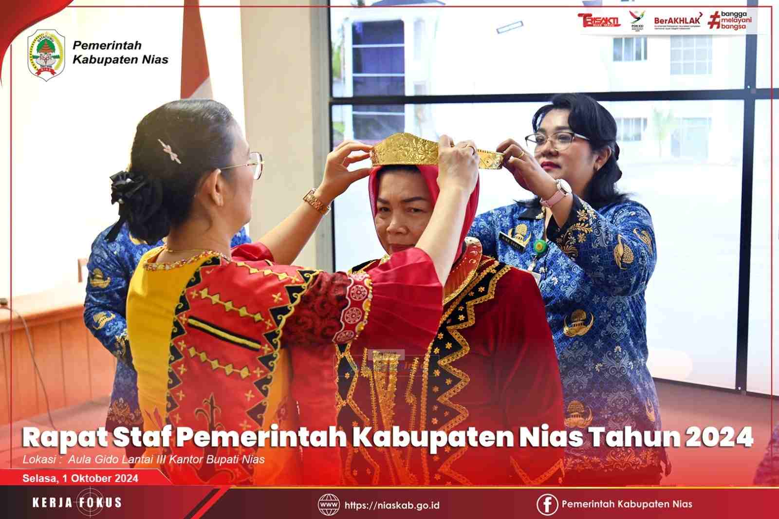 PEMERINTAH KABUPATEN NIAS SAMBUT PJs BUPATI NIAS SEKALIGUS RAPAT STAF PEMERINTAH KABUPATEN NIAS TAHUN 2024