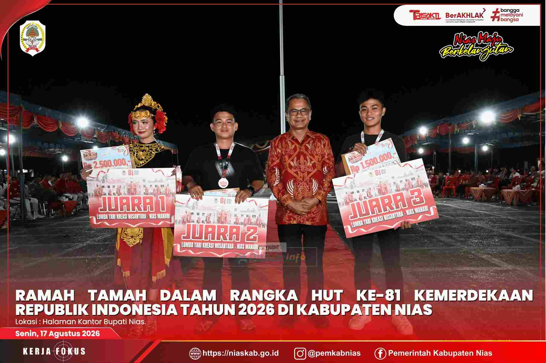 RAMAH TAMAH HUT KE-81 KEMERDEKAAN RI, BUPATI NIAS TEKANKAN SEMANGAT PERSATUAN DAN PEMBANGUNAN BERKELANJUTAN