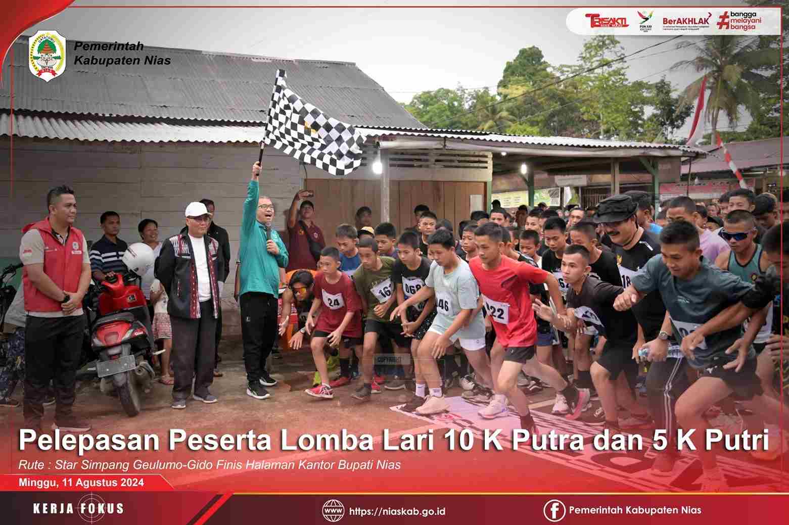 LOMBA LARI 10 K PUTRA DAN 5 K PUTRI, TURUT MEMERIAHKAN HUT KE 79 KEMRI DI KABUPATEN NIAS