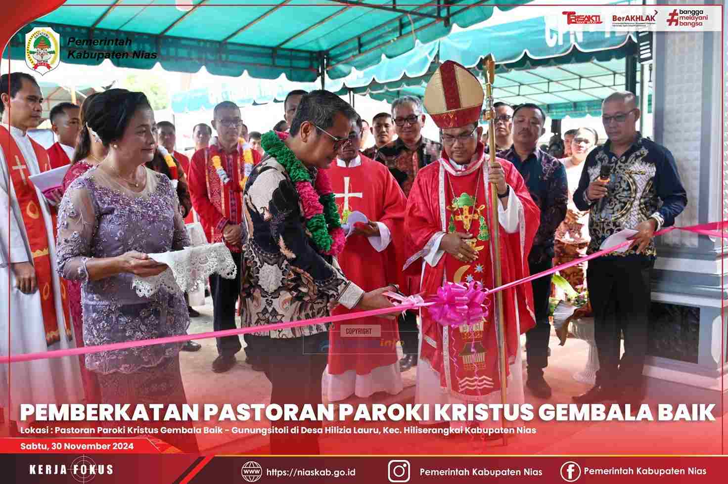 BUPATI NIAS HADIRI PERAYAAN MISA PEMBERKATAN PASTORAN PAROKI KRISTUS GEMBALA BAIK GUNUNGSITOLI