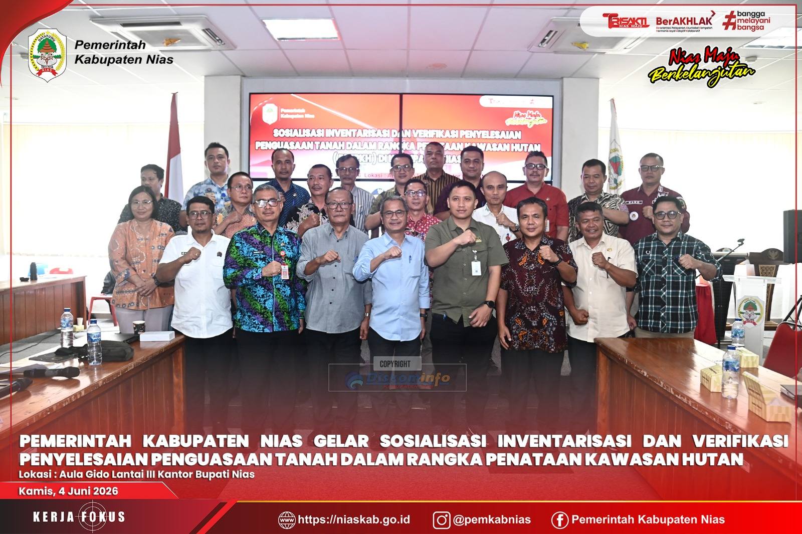 PEMERINTAH KABUPATEN NIAS GELAR SOSIALISASI INVENTARISASI DAN VERIFIKASI PENYELESAIAN PENGUASAAN TANAH DALAM RANGKA PENATAAN KAWASAN HUTAN
