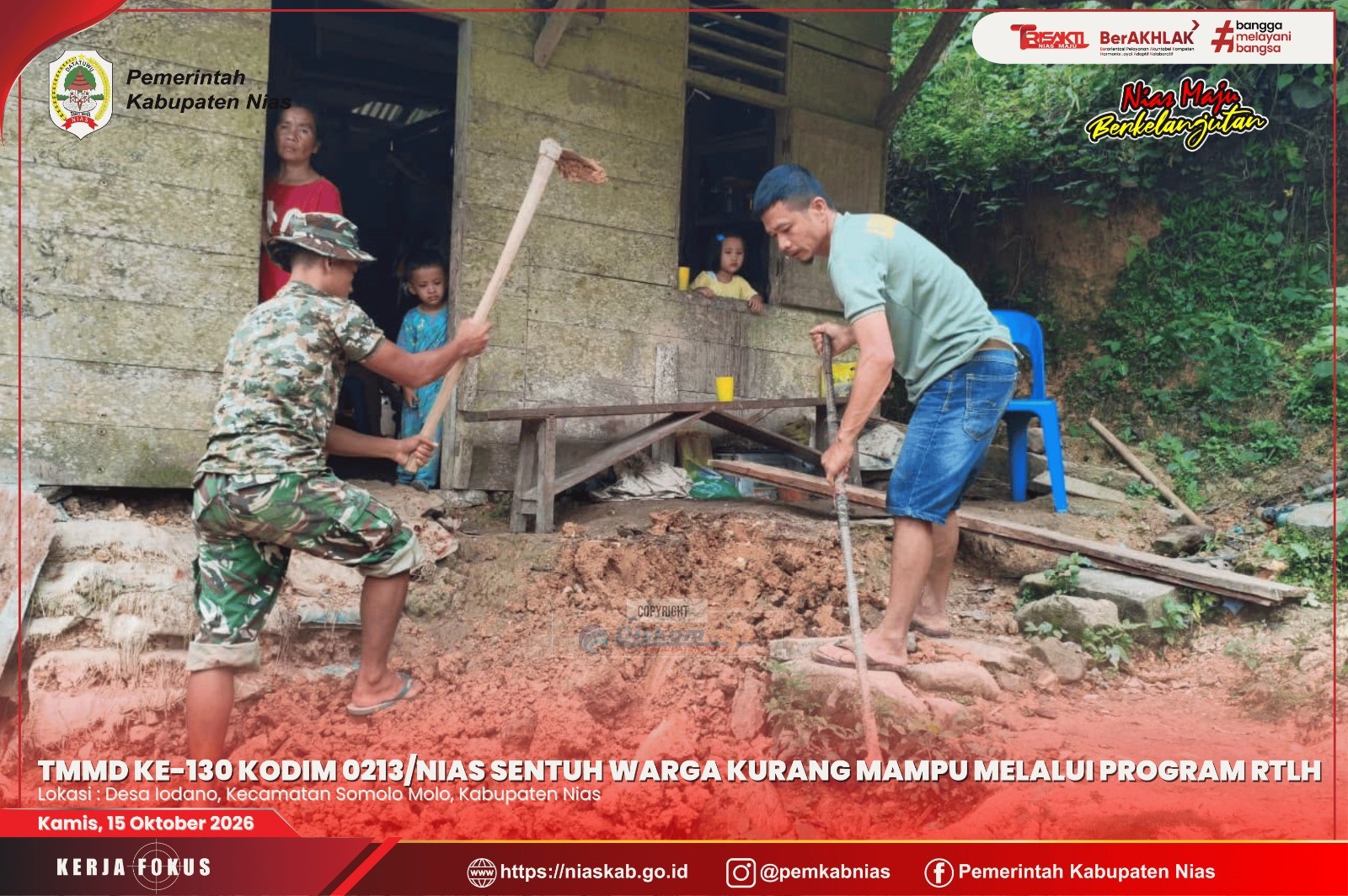TMMD ke-130 Kodim 0213/Nias Hadirkan Hunian Layak bagi Warga Kurang Mampu di Kabupaten Nias