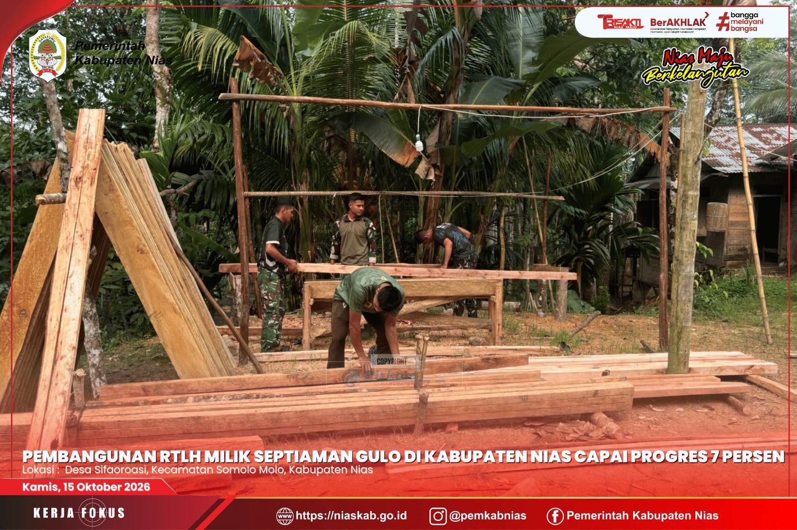 Pembangunan RTLH Milik Septiaman Gulo di Kabupaten Nias Capai Progres 7 Persen