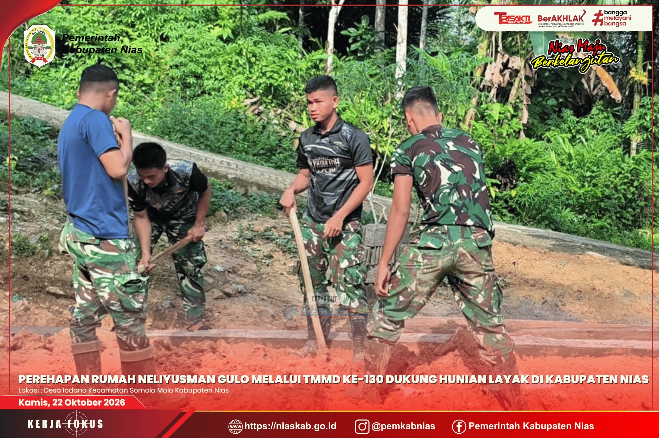 Perehapan Rumah Neliyusman Gulo melalui TMMD ke-130 Dukung Hunian Layak di Kabupaten Nias