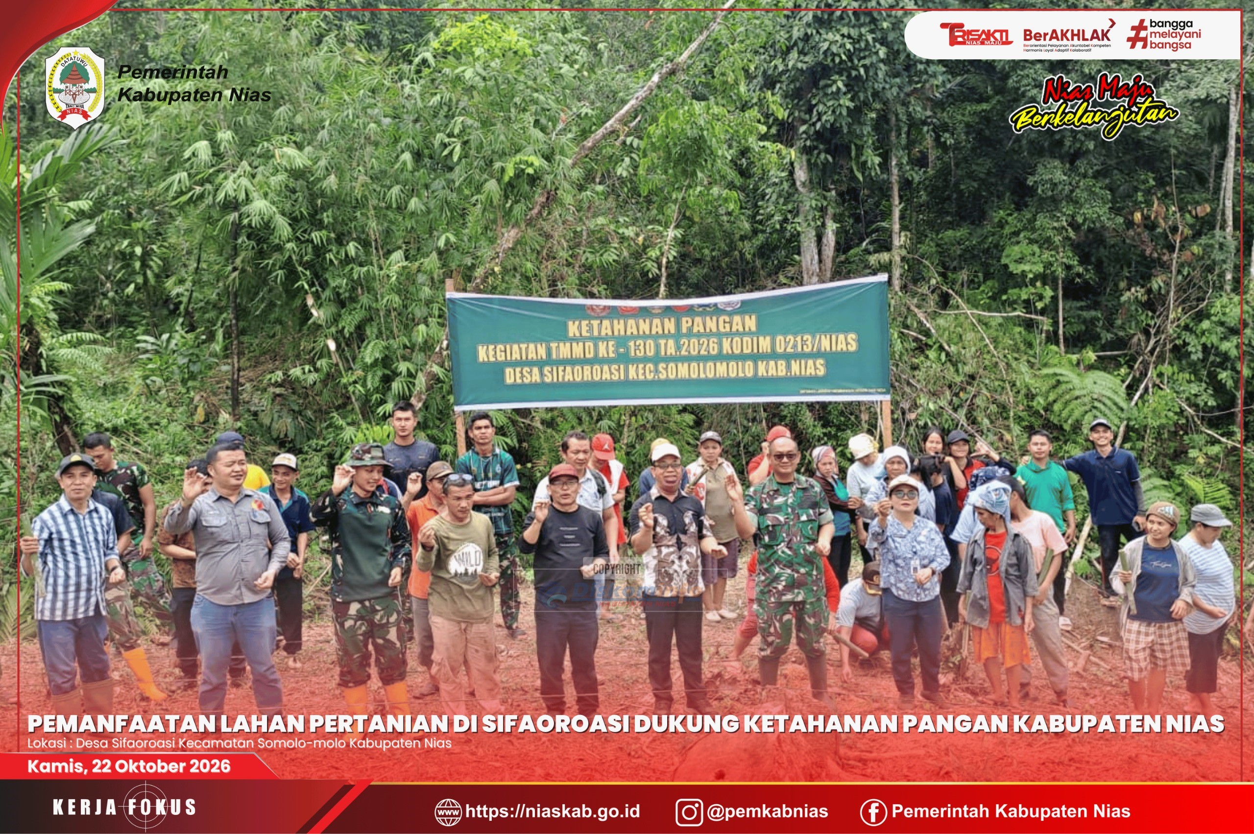 Pemanfaatan Lahan Pertanian di Sifaoroasi Dukung Ketahanan Pangan Kabupaten Nias