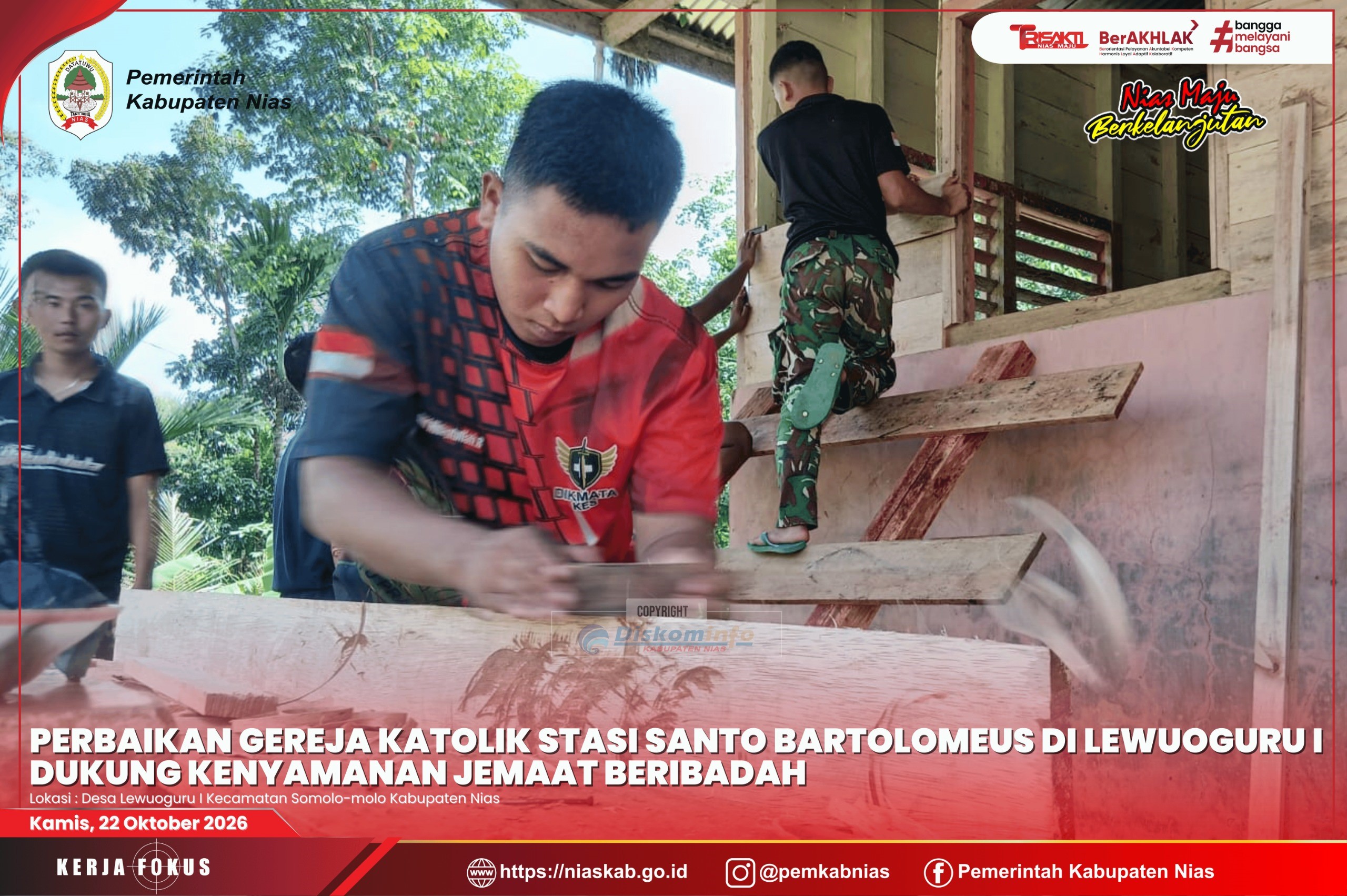 Perbaikan Gereja Katolik Stasi Santo Bartolomeus di Lewuoguru I Dukung Kenyamanan Jemaat Beribadah