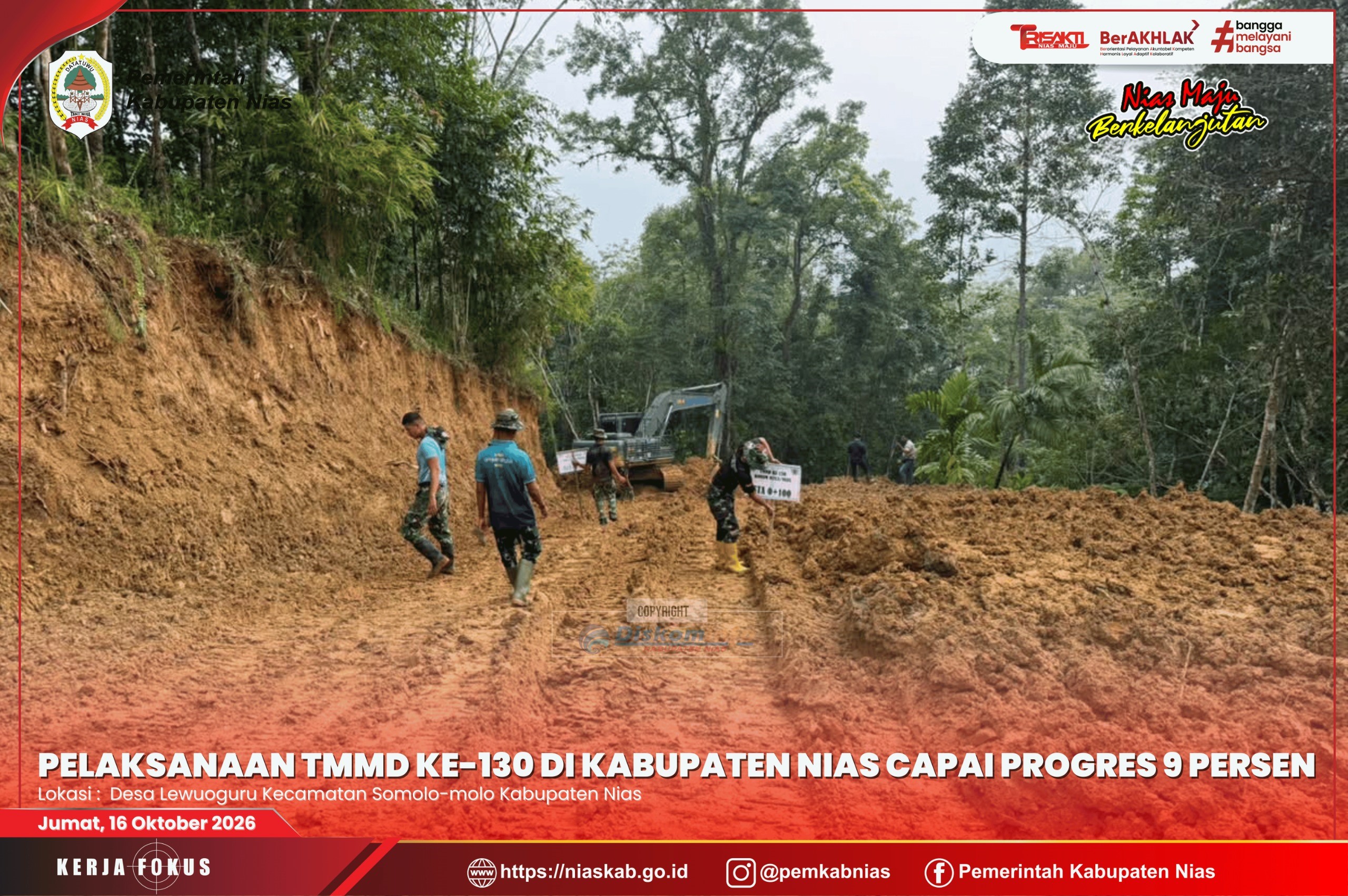 Pelaksanaan TMMD ke-130 di Kabupaten Nias Capai Progres 9 Persen