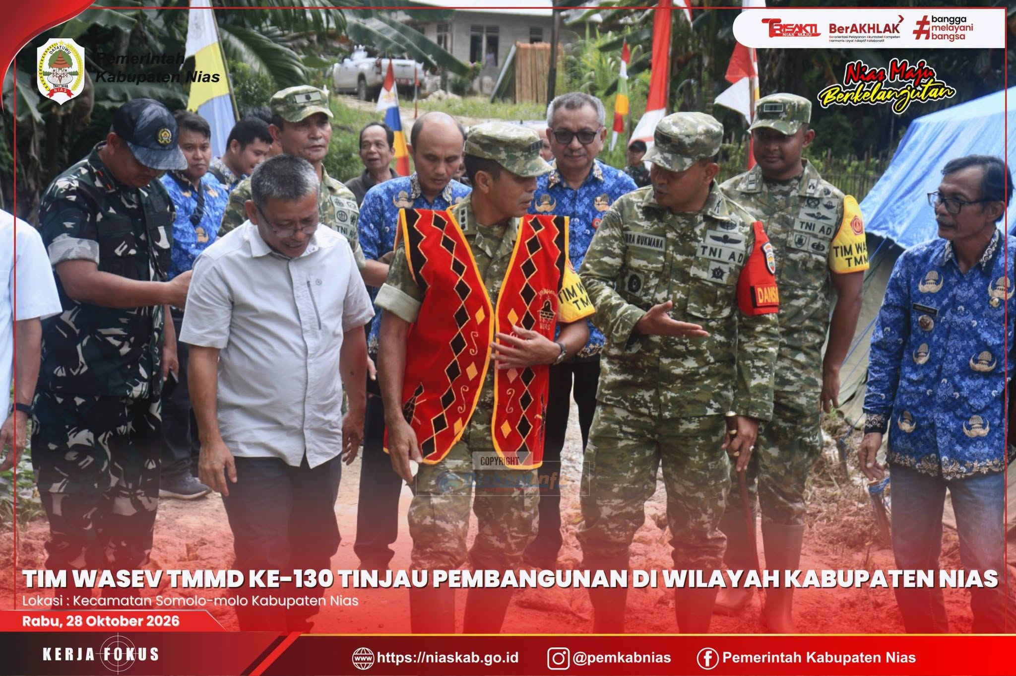 Tim Wasev TMMD ke-130 Tinjau Pembangunan di Wilayah Kabupaten Nias