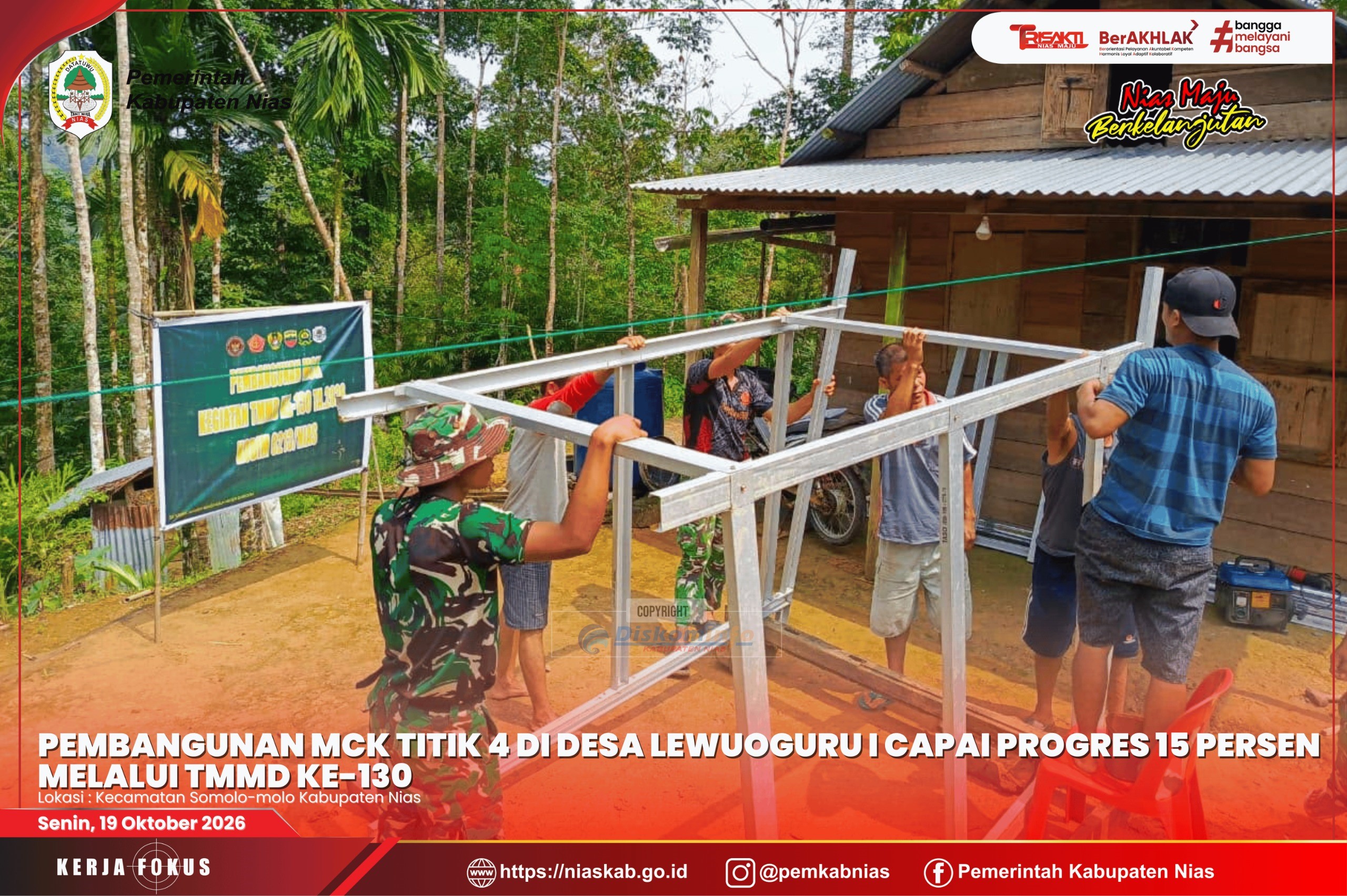 Pembangunan MCK Titik 4 di Desa Lewuoguru I Capai Progres 15 Persen melalui TMMD ke-130
