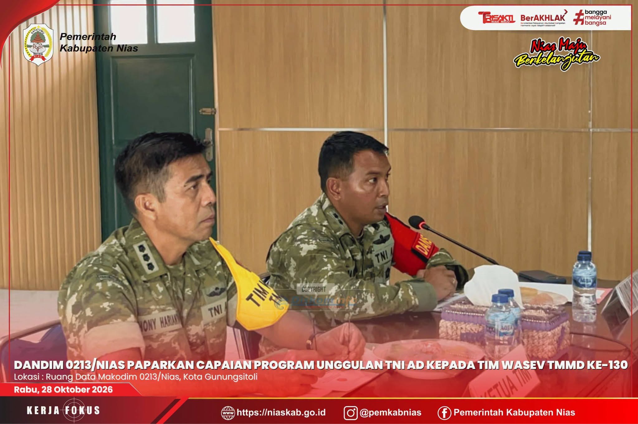 Dandim 0213/Nias Paparkan Capaian Program Unggulan TNI AD kepada Tim Wasev TMMD ke-130