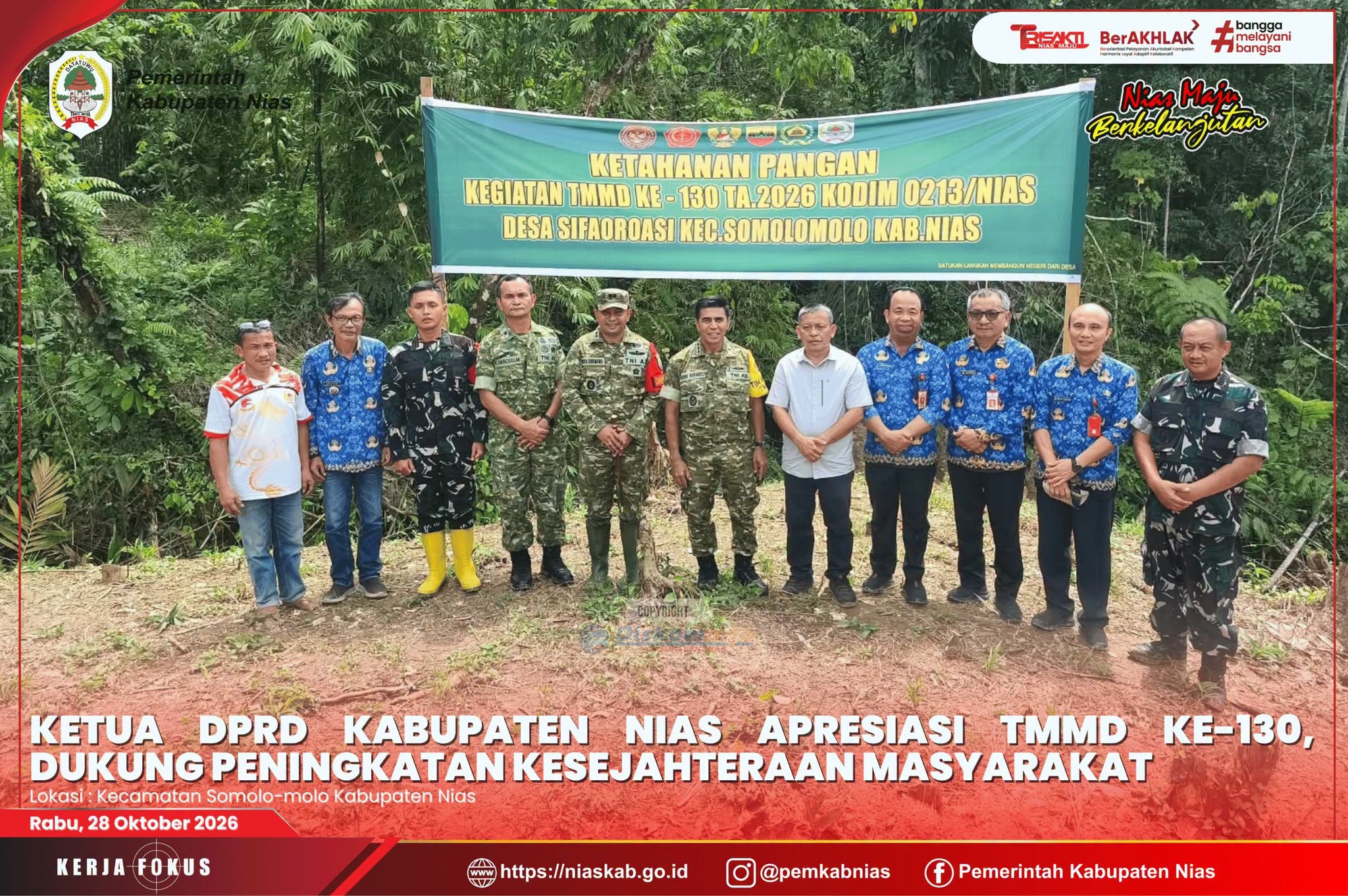 Ketua DPRD Kabupaten Nias Apresiasi TMMD ke-130, Dukung Peningkatan Kesejahteraan Masyarakat