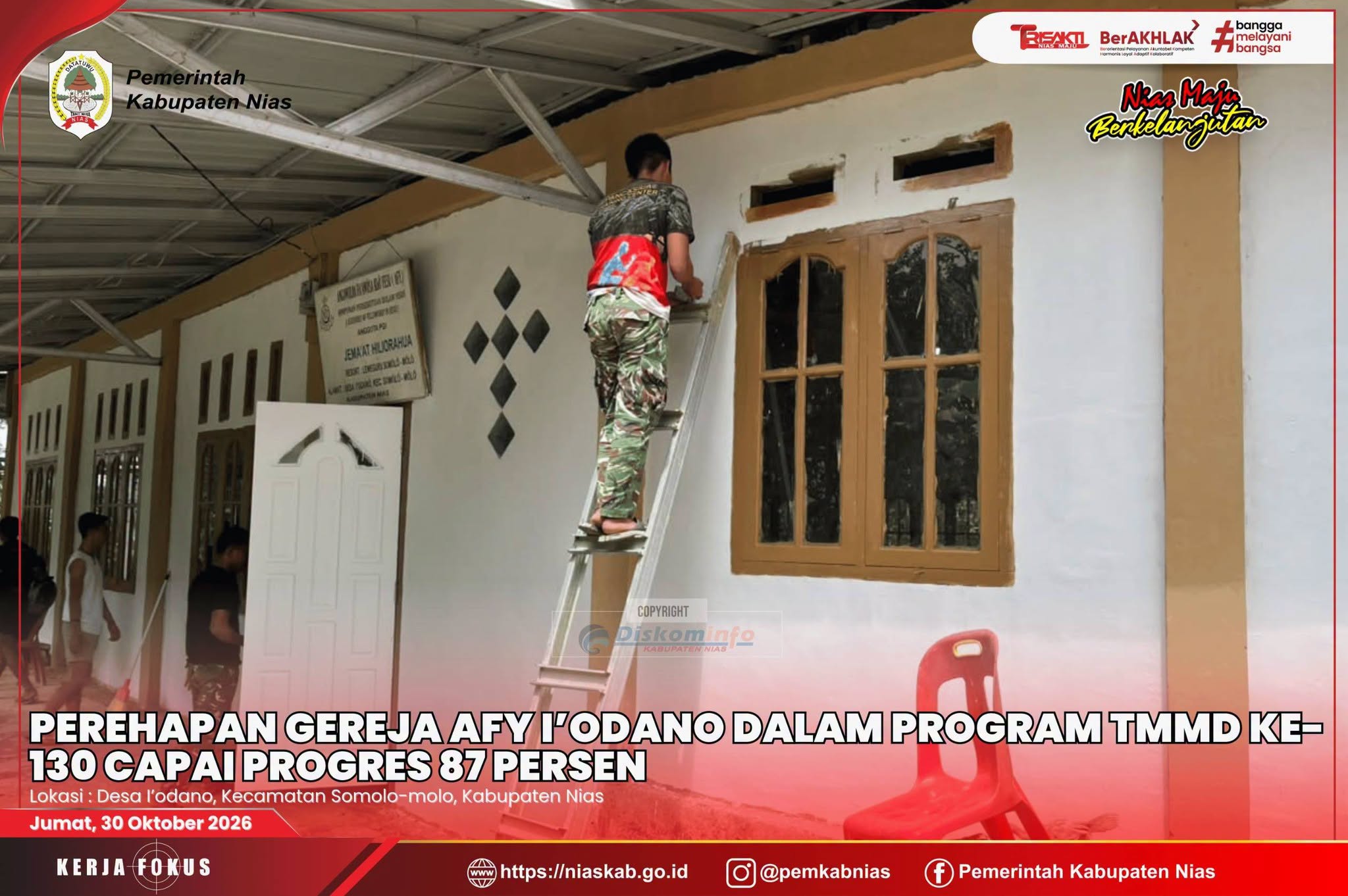 Perehapan Gereja AFY I’odano dalam Program TMMD ke-130 Capai Progres 87 Persen