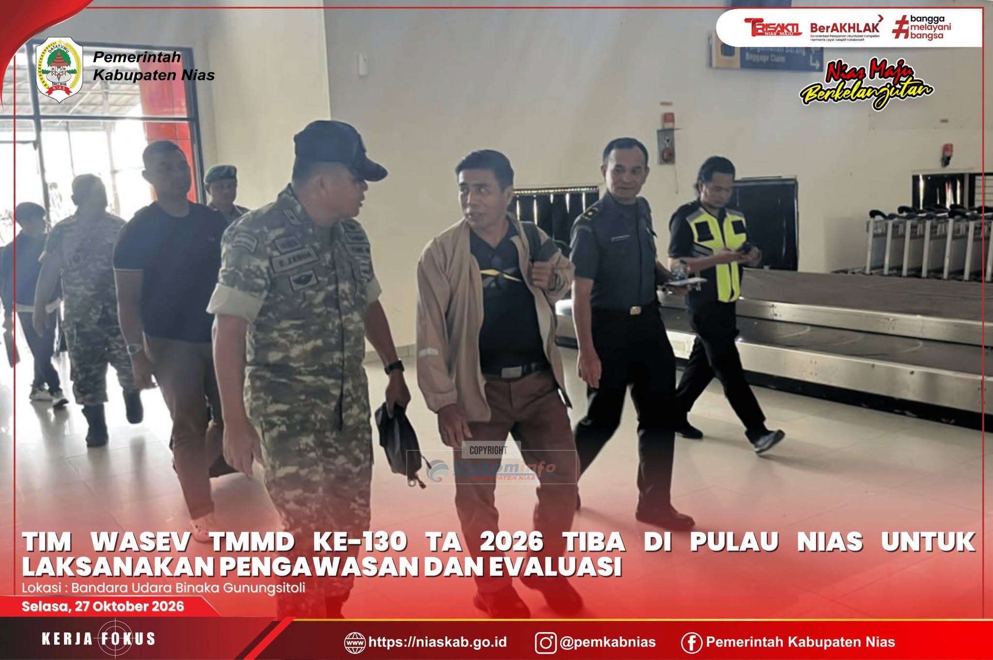 Tim Wasev TMMD ke-130 TA 2026 Tiba di Pulau Nias untuk Laksanakan Pengawasan dan Evaluasi