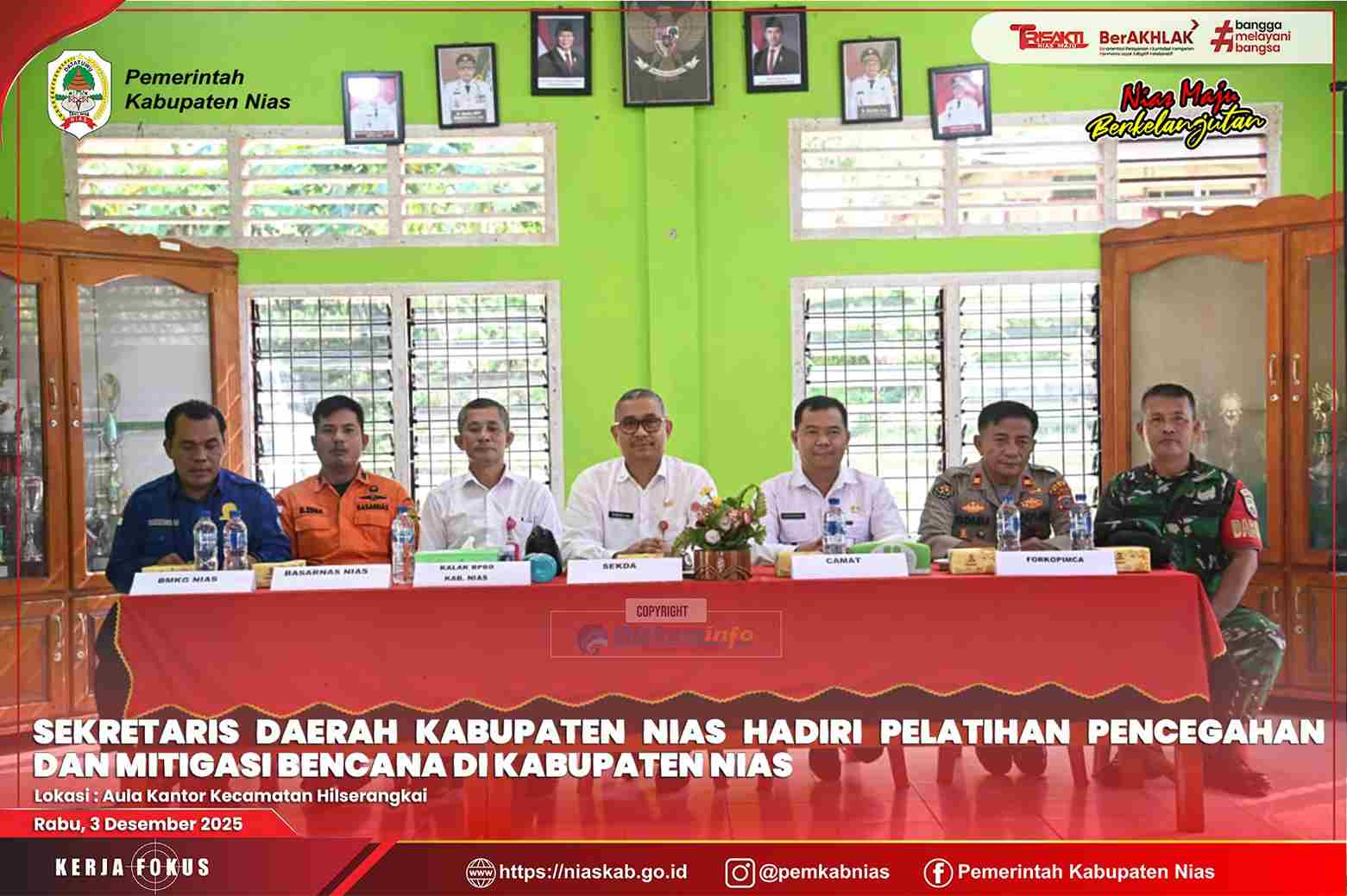 SEKRETARIS DAERAH KABUPATEN NIAS HADIRI PELATIHAN PENCEGAHAN DAN MITIGASI BENCANA DI KABUPATEN NIAS